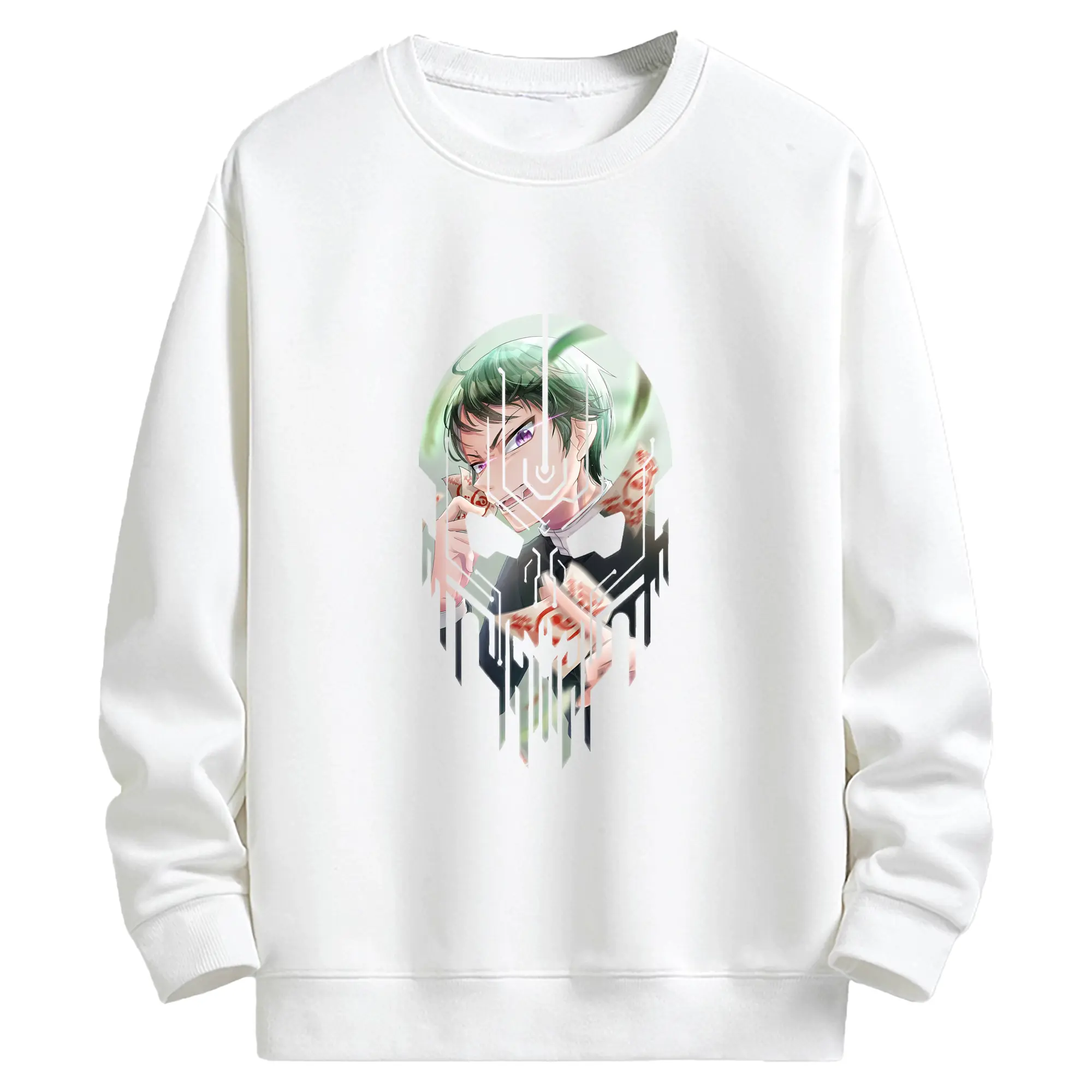 鬼滅の刃 グッズ,愈史郎 - 高品質 クルーネック スウェット ・ コットン59％ ポリエステル41％ ・ ユニセックス 長袖 トレーナー ・ カジュアル デイリー スポーツ 散歩用
