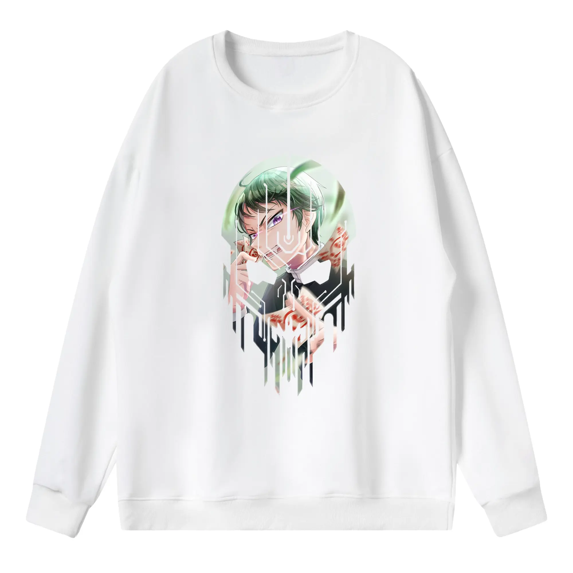 鬼滅の刃 グッズ,愈史郎 - 薄手 クルーネック スウェット 裏毛260g · ポリエステル 春秋向け カジュアル 男女兼用 · トレーナー デイリー スポーツ 散歩に最適
