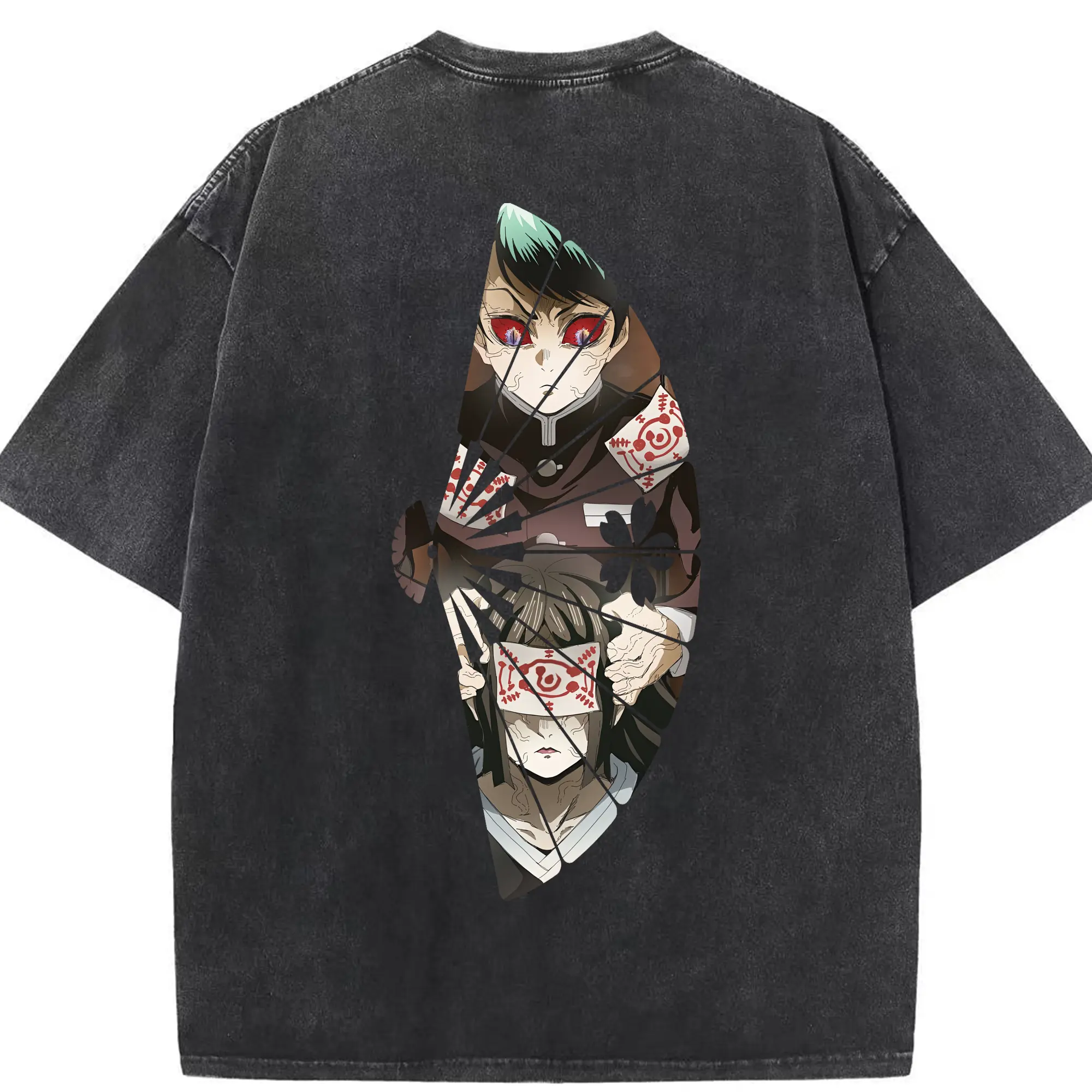 鬼滅の刃 グッズ,愈史郎 - 綿100％ ヴィンテージ風 半袖Tシャツ ・ 背面プリント ・ 柔らか肌触り ・ 通気性 快適 ・ スポーツ カジュアル 外出用