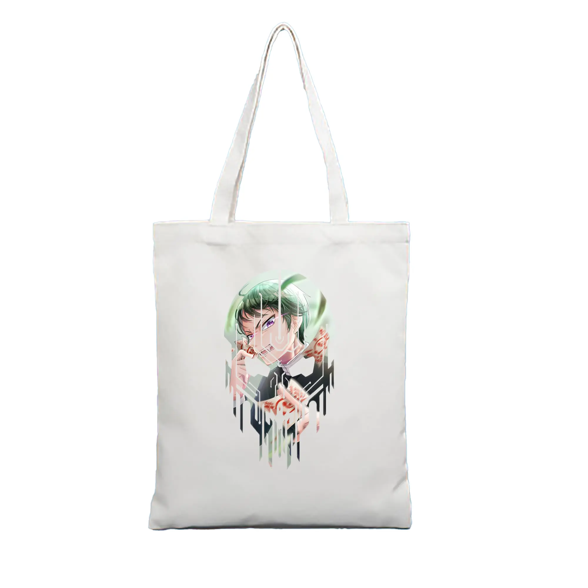鬼滅の刃 グッズ,愈史郎 - 縦型キャンバス手提げバッグ（トートバッグ） ・ キャンバス素材 ・ ショッピング用 ・ 軽量 丈夫 お手入れ簡単