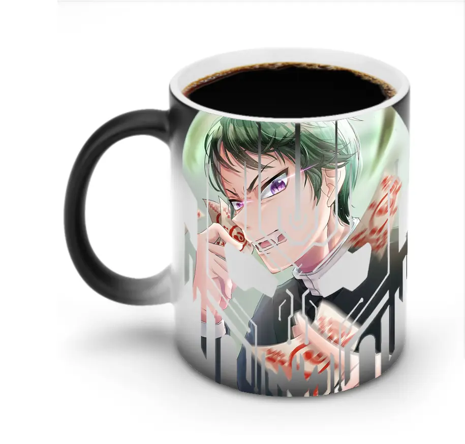鬼滅の刃 グッズ,愈史郎 - 変色マグカップ ・ セラミック ・ 熱転写プリント ・ 耐久性 高品質 ・ ギフト・自宅用 コーヒー お茶