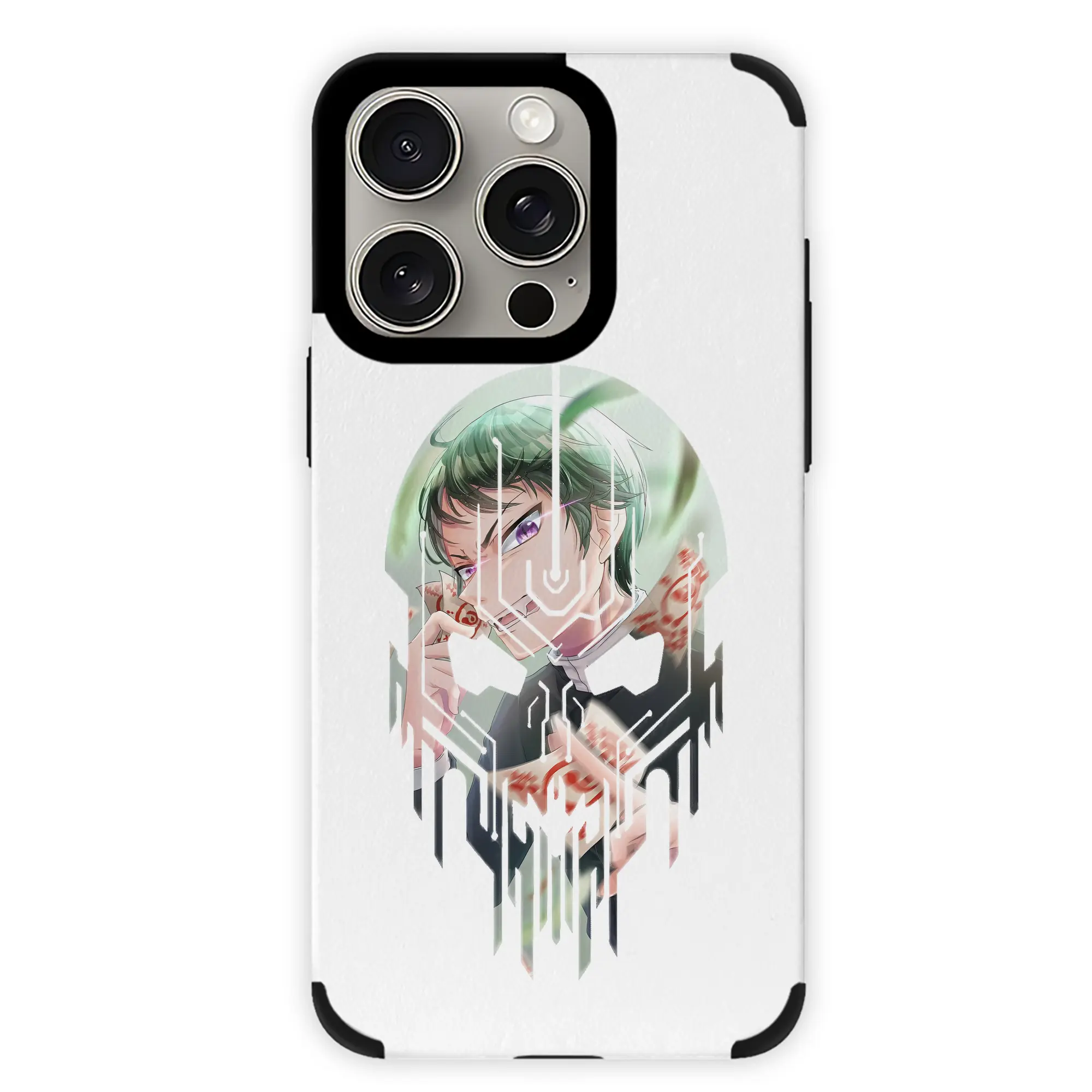 鬼滅の刃 グッズ,愈史郎 - IPhone15ProMax対応 ・ PUレザースマホケース ・ 耐衝撃 ・ 黄変防止 ・ 360度全面保護 ・ 柔らか手触り ・ 3D立体ボタン