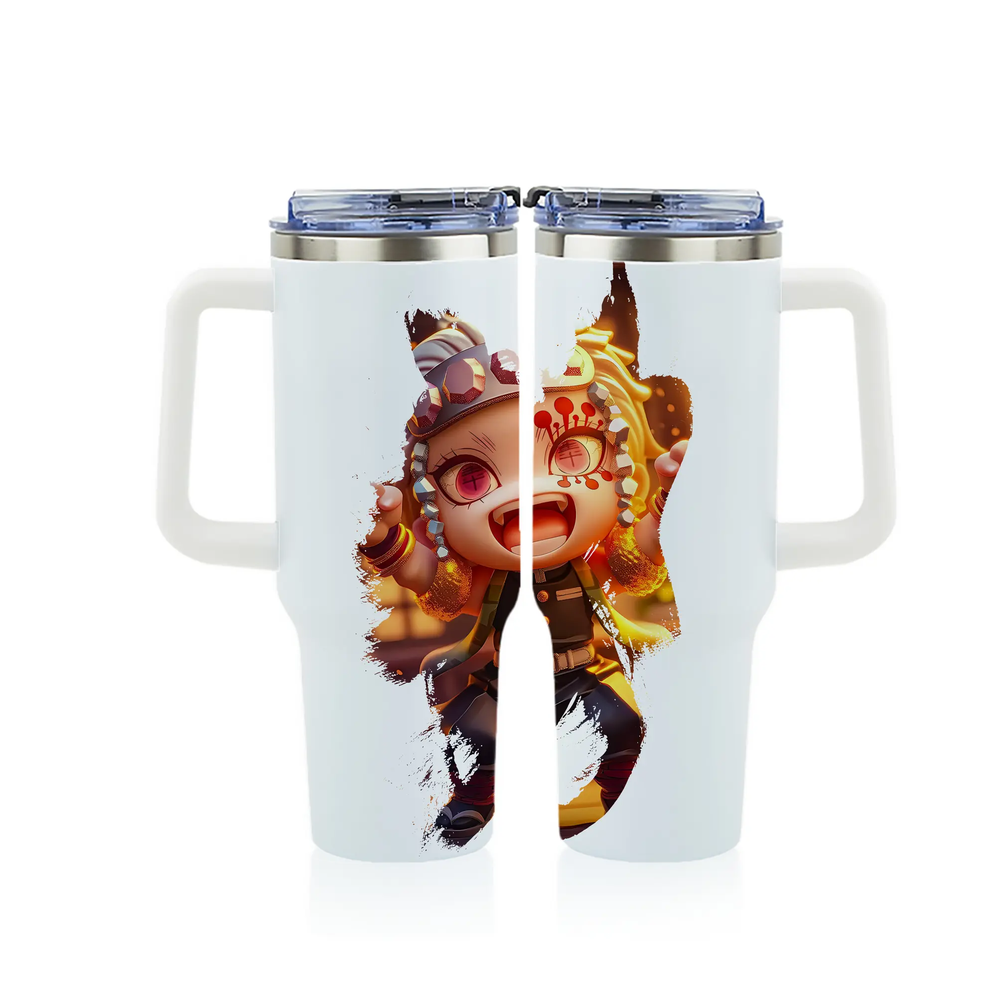 鬼滅の刃 グッズ,宇髄 天元 - 1200mL フルプリント車用タンブラー ・ 304ステンレス 内側 ・ 201ステンレス 外側 ・ 保温 保冷 ・ 通勤 ドライブ アウトドア用