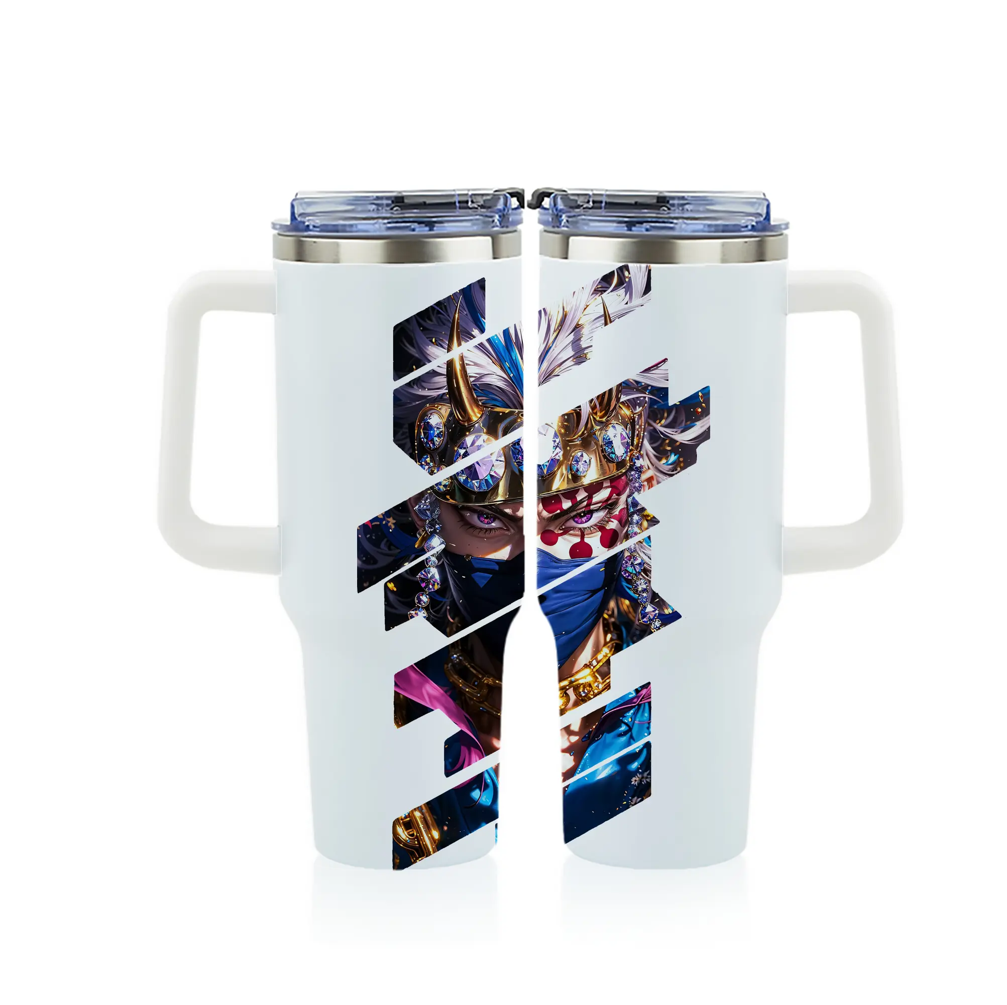 鬼滅の刃 グッズ,宇髄 天元 - 1200mL フルプリント車用タンブラー ・ 304ステンレス 内側 ・ 201ステンレス 外側 ・ 保温 保冷 ・ 通勤 ドライブ アウトドア用