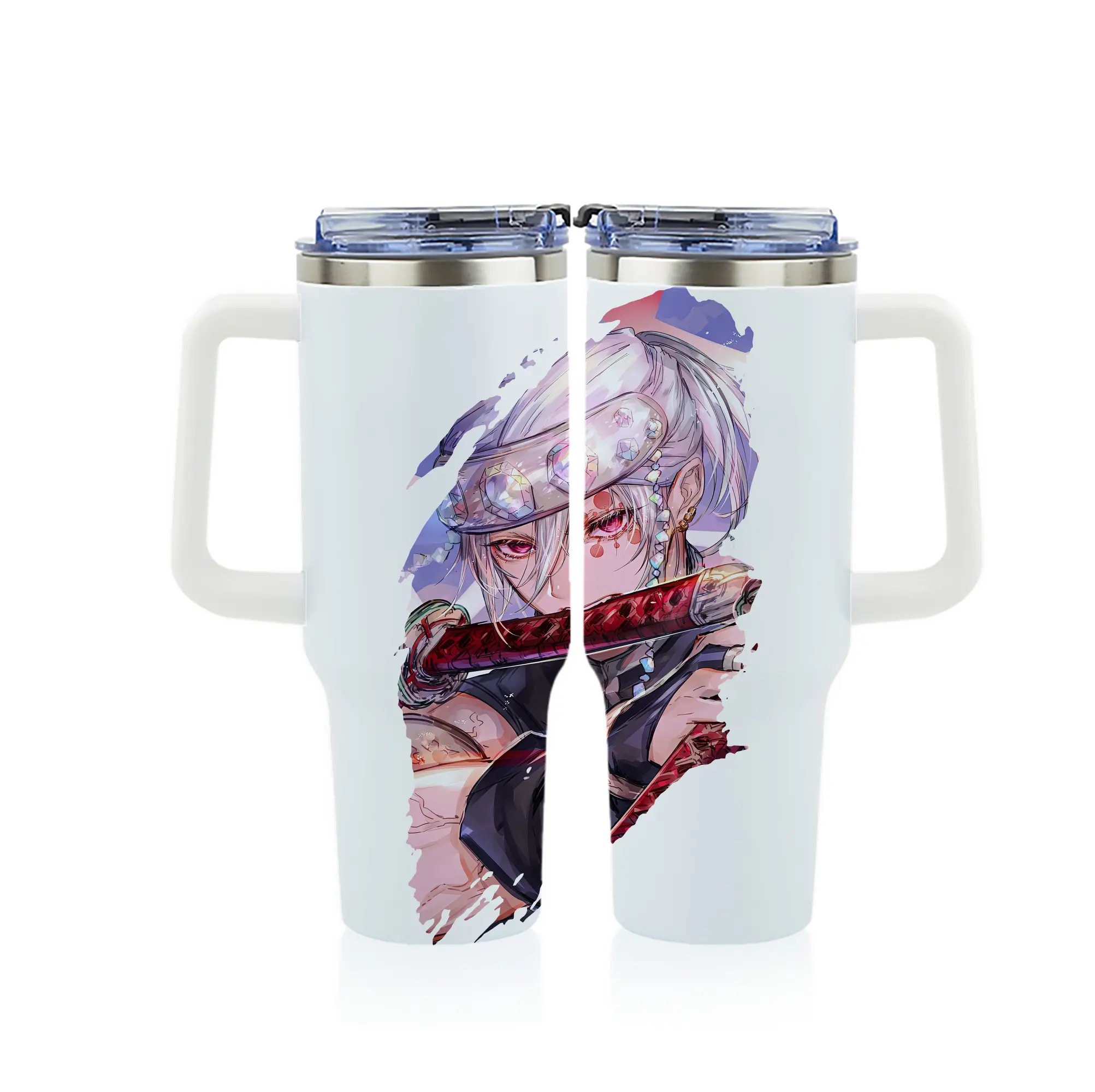 鬼滅の刃 グッズ,宇髄 天元 - 1200mL フルプリント車用タンブラー ・ 304ステンレス 内側 ・ 201ステンレス 外側 ・ 保温 保冷 ・ 通勤 ドライブ アウトドア用