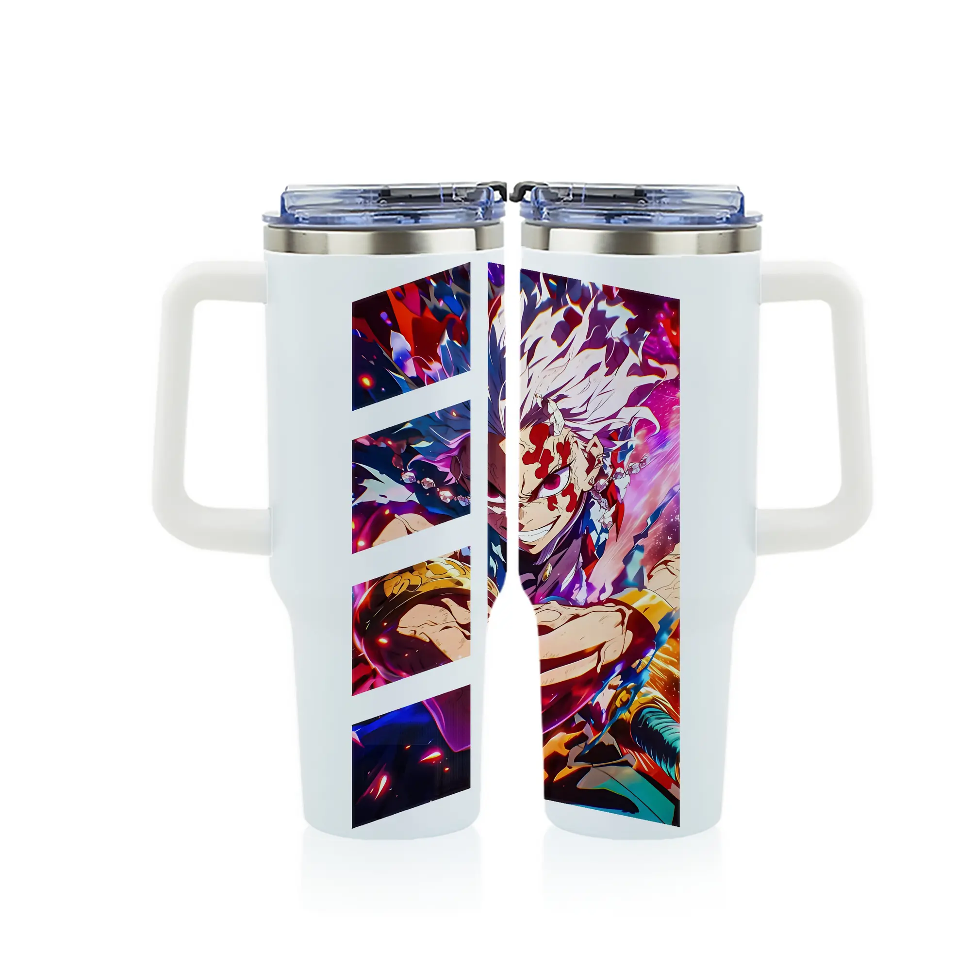 鬼滅の刃 グッズ,宇髄 天元 - 1200mL フルプリント車用タンブラー ・ 304ステンレス 内側 ・ 201ステンレス 外側 ・ 保温 保冷 ・ 通勤 ドライブ アウトドア用