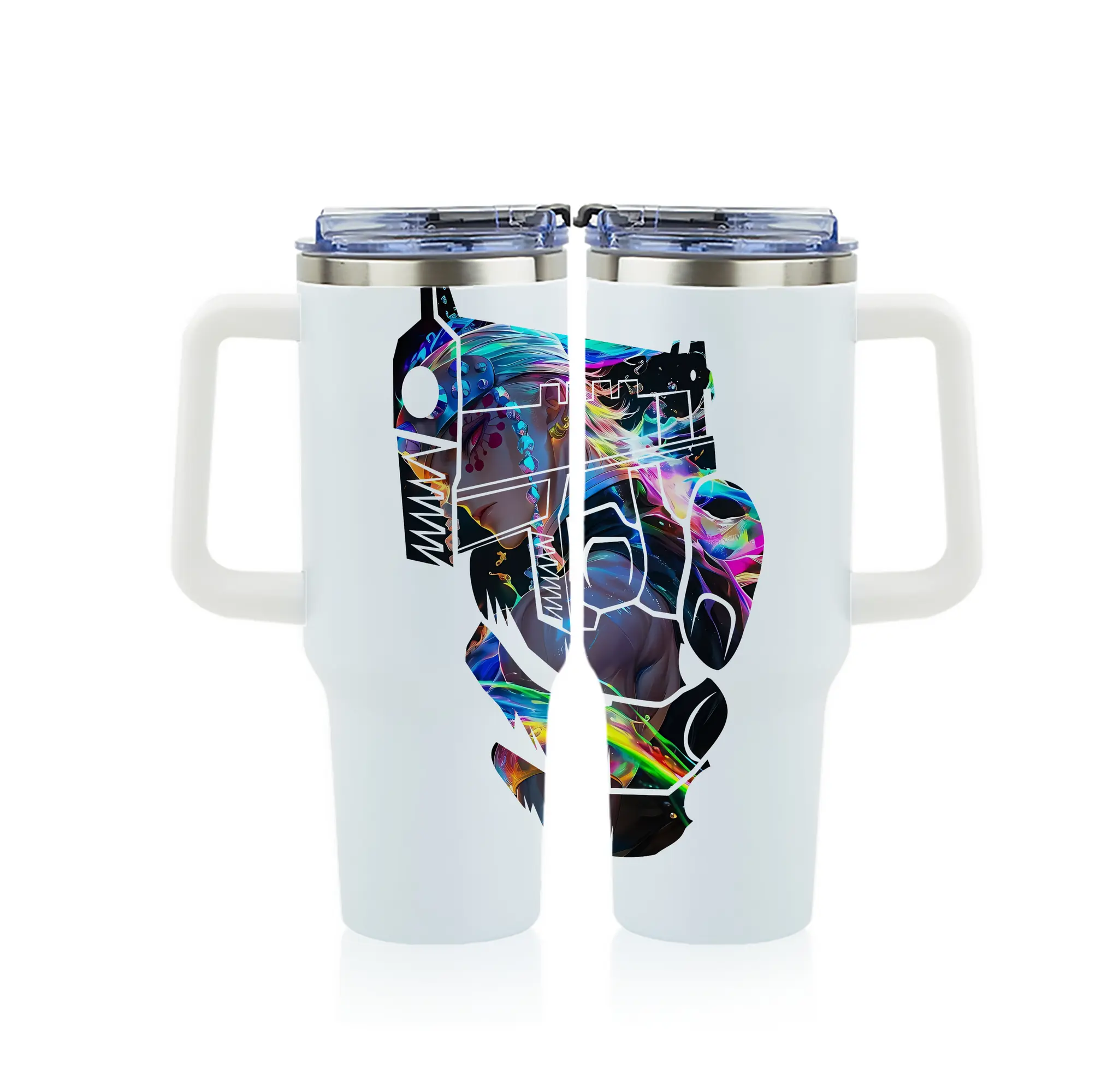 鬼滅の刃 グッズ,宇髄 天元 - 1200mL フルプリント車用タンブラー ・ 304ステンレス 内側 ・ 201ステンレス 外側 ・ 保温 保冷 ・ 通勤 ドライブ アウトドア用