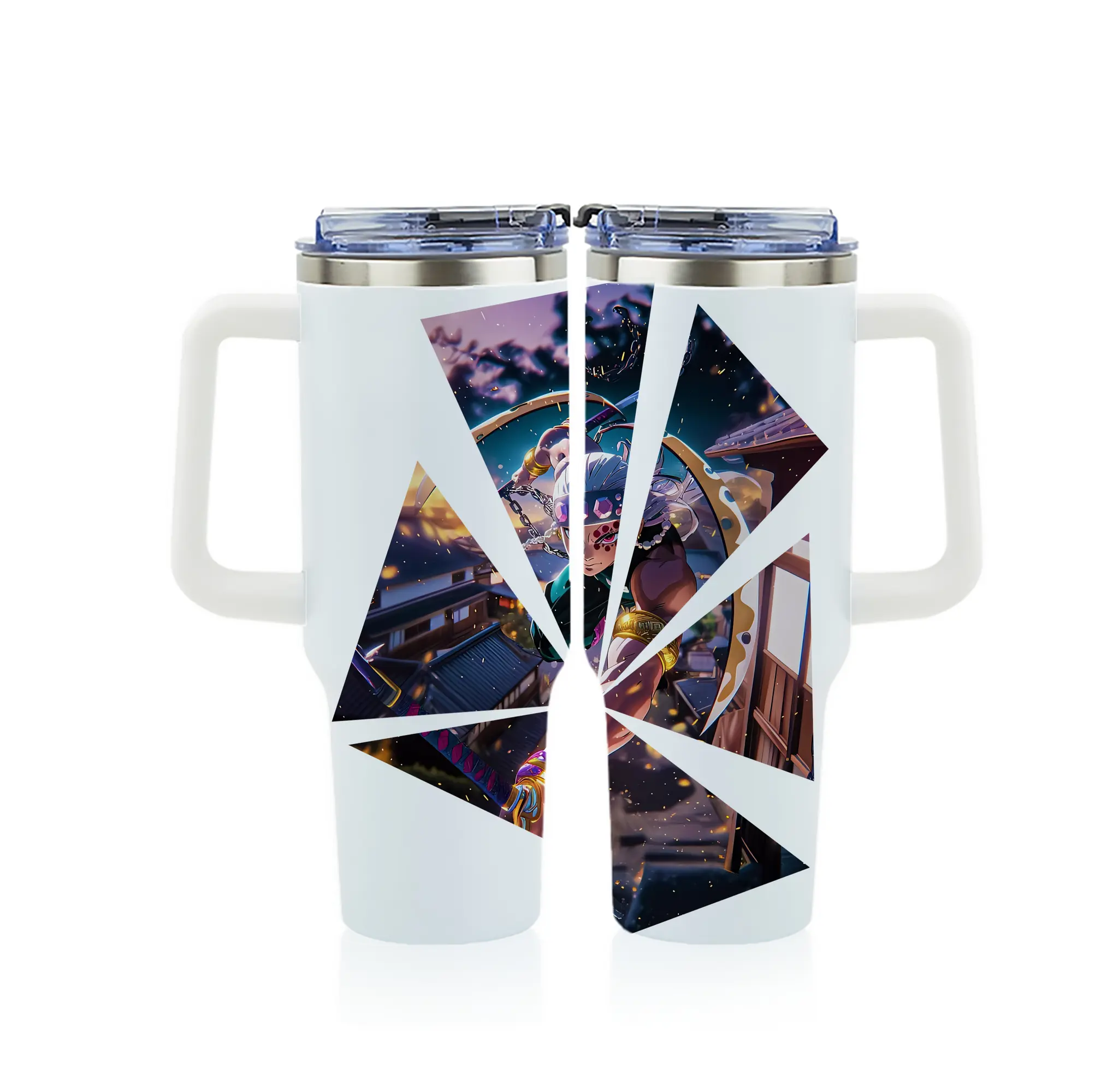 鬼滅の刃 グッズ,宇髄 天元 - 1200mL フルプリント車用タンブラー ・ 304ステンレス 内側 ・ 201ステンレス 外側 ・ 保温 保冷 ・ 通勤 ドライブ アウトドア用