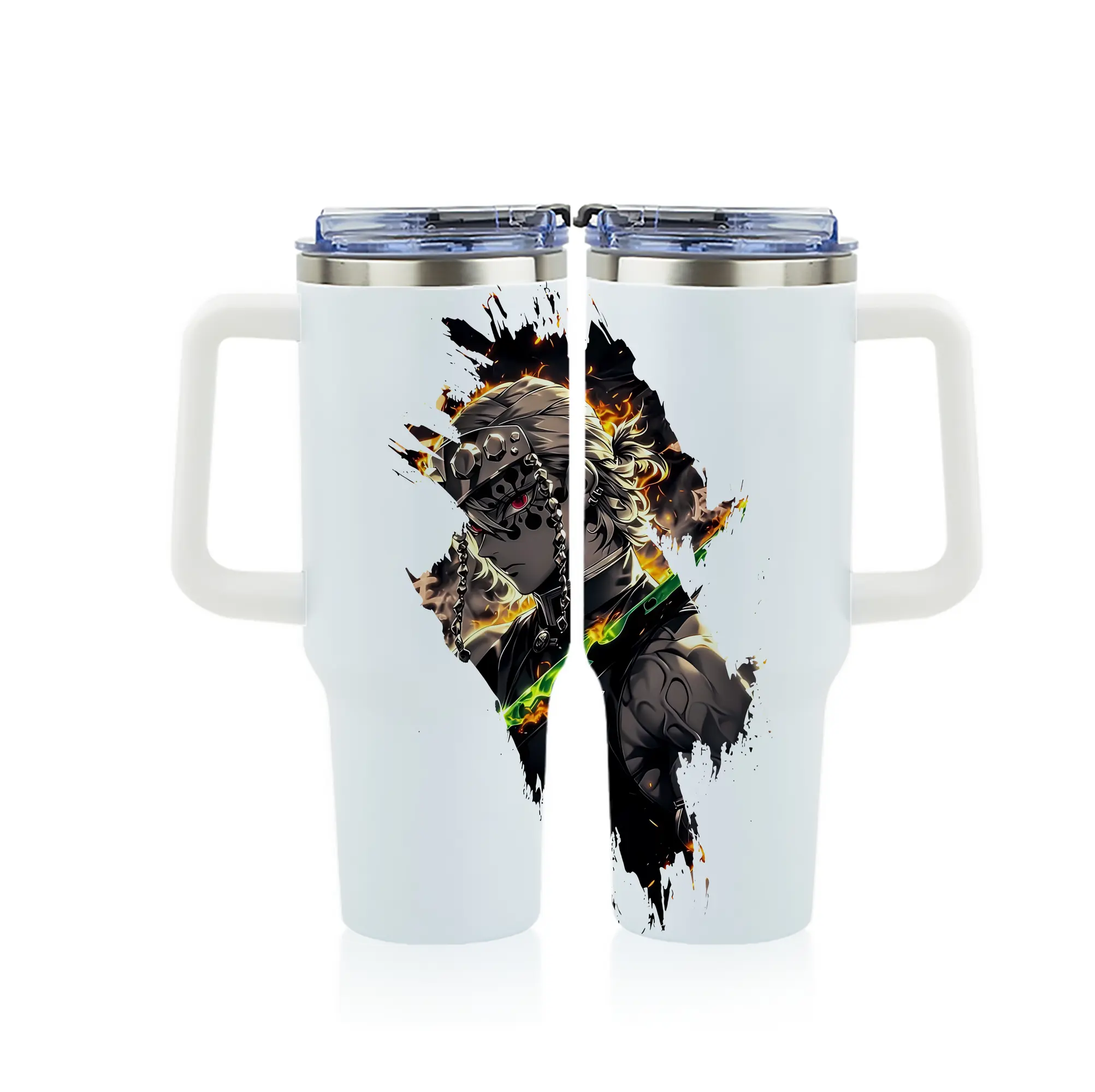 鬼滅の刃 グッズ,宇髄 天元 - 1200mL フルプリント車用タンブラー ・ 304ステンレス 内側 ・ 201ステンレス 外側 ・ 保温 保冷 ・ 通勤 ドライブ アウトドア用