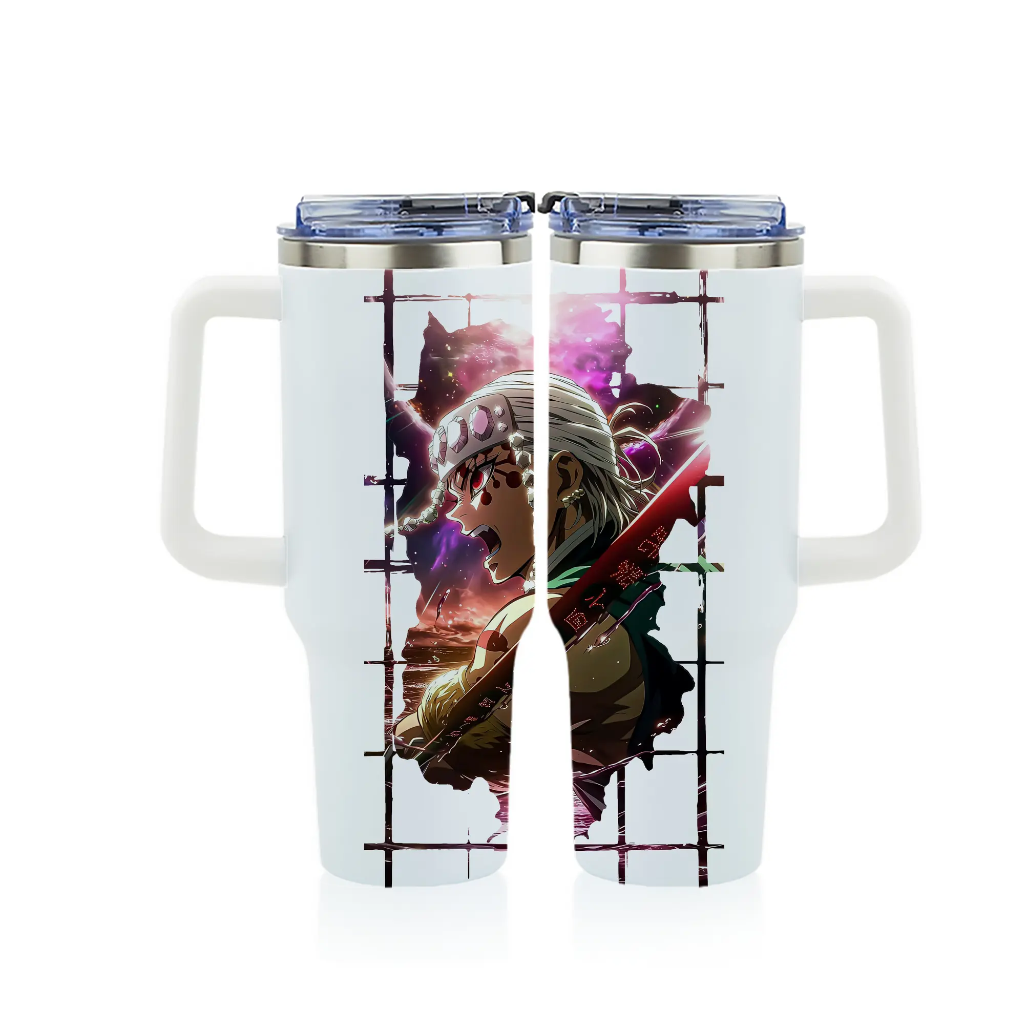 鬼滅の刃 グッズ,宇髄 天元 - 1200mL フルプリント車用タンブラー ・ 304ステンレス 内側 ・ 201ステンレス 外側 ・ 保温 保冷 ・ 通勤 ドライブ アウトドア用