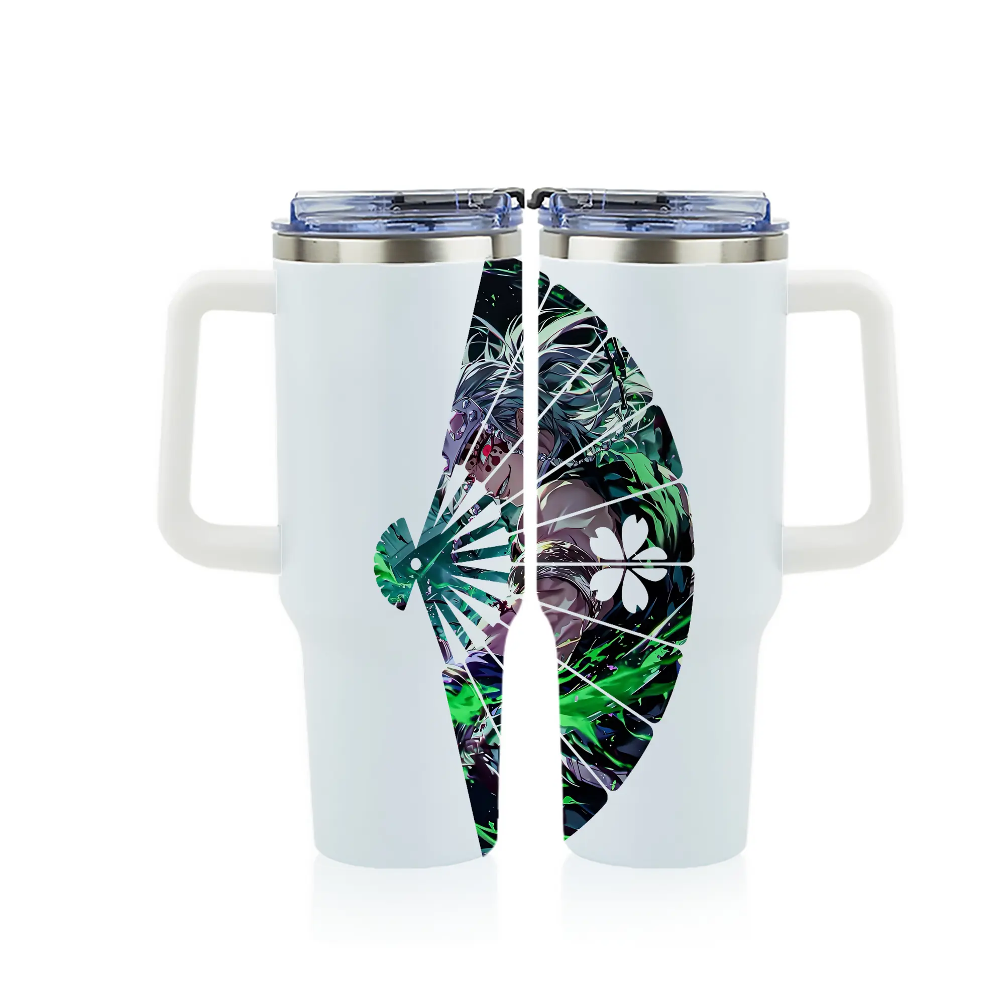 鬼滅の刃 グッズ,宇髄 天元 - 1200mL フルプリント車用タンブラー ・ 304ステンレス 内側 ・ 201ステンレス 外側 ・ 保温 保冷 ・ 通勤 ドライブ アウトドア用