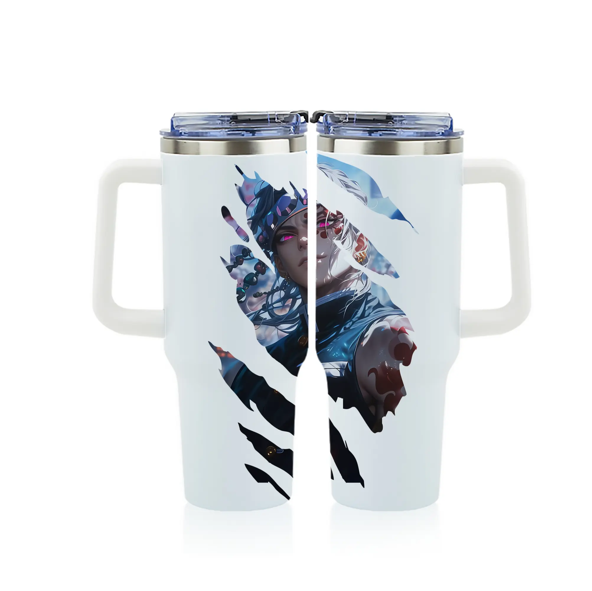 鬼滅の刃 グッズ,宇髄 天元 - 1200mL フルプリント車用タンブラー ・ 304ステンレス 内側 ・ 201ステンレス 外側 ・ 保温 保冷 ・ 通勤 ドライブ アウトドア用