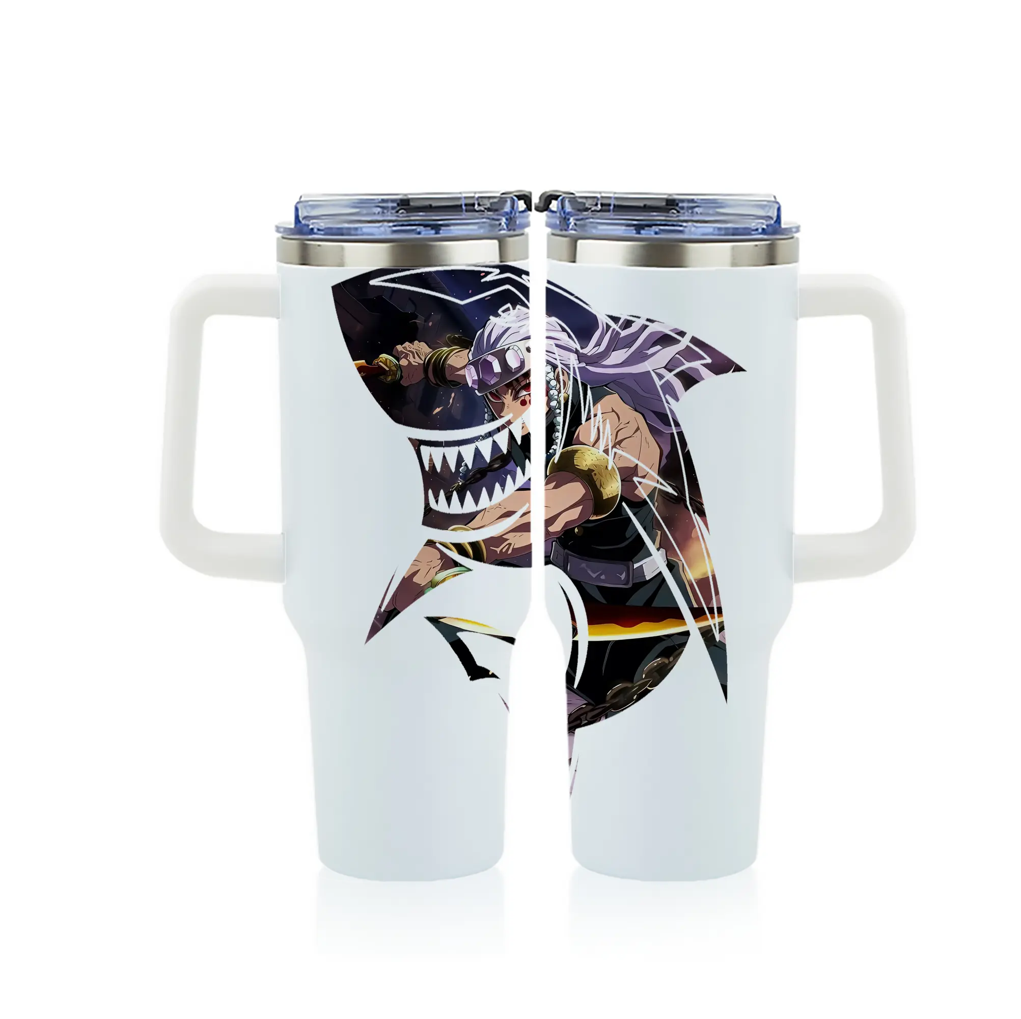 鬼滅の刃 グッズ,宇髄 天元 - 1200mL フルプリント車用タンブラー ・ 304ステンレス 内側 ・ 201ステンレス 外側 ・ 保温 保冷 ・ 通勤 ドライブ アウトドア用