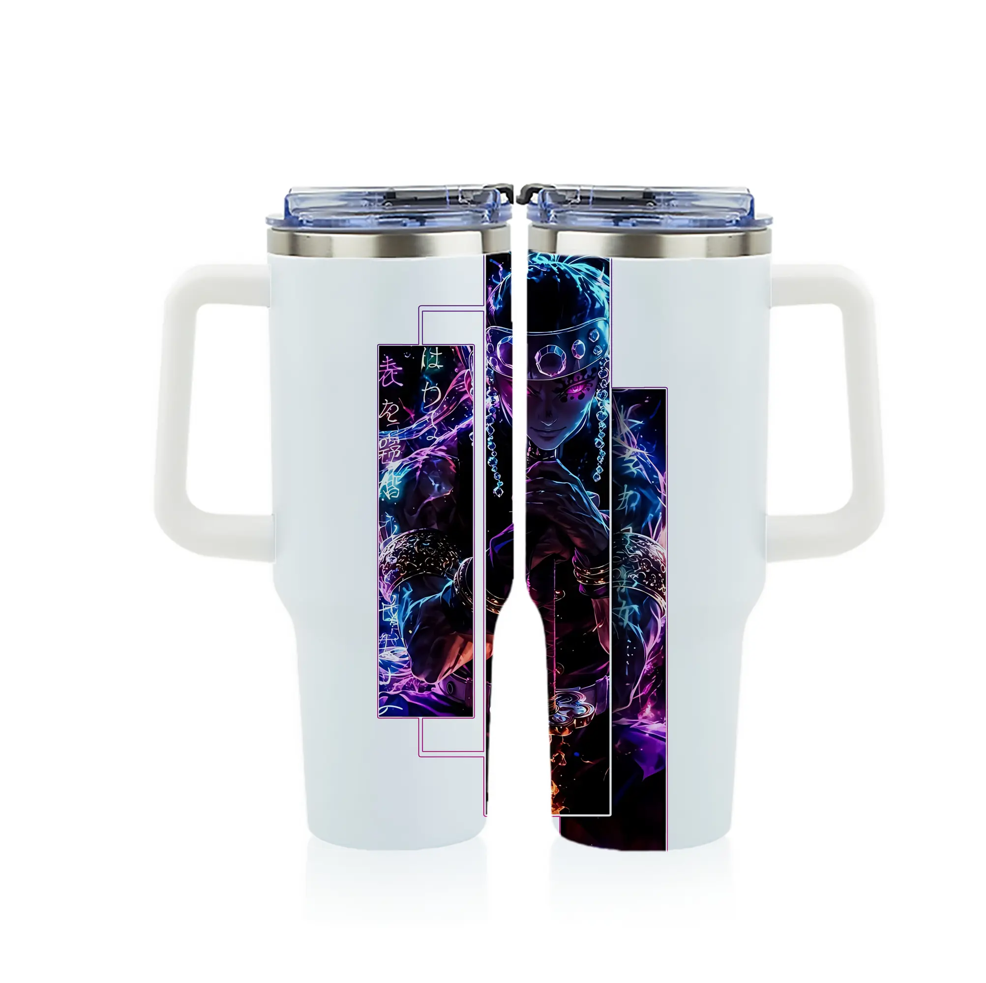 鬼滅の刃 グッズ,宇髄 天元 - 1200mL フルプリント車用タンブラー ・ 304ステンレス 内側 ・ 201ステンレス 外側 ・ 保温 保冷 ・ 通勤 ドライブ アウトドア用