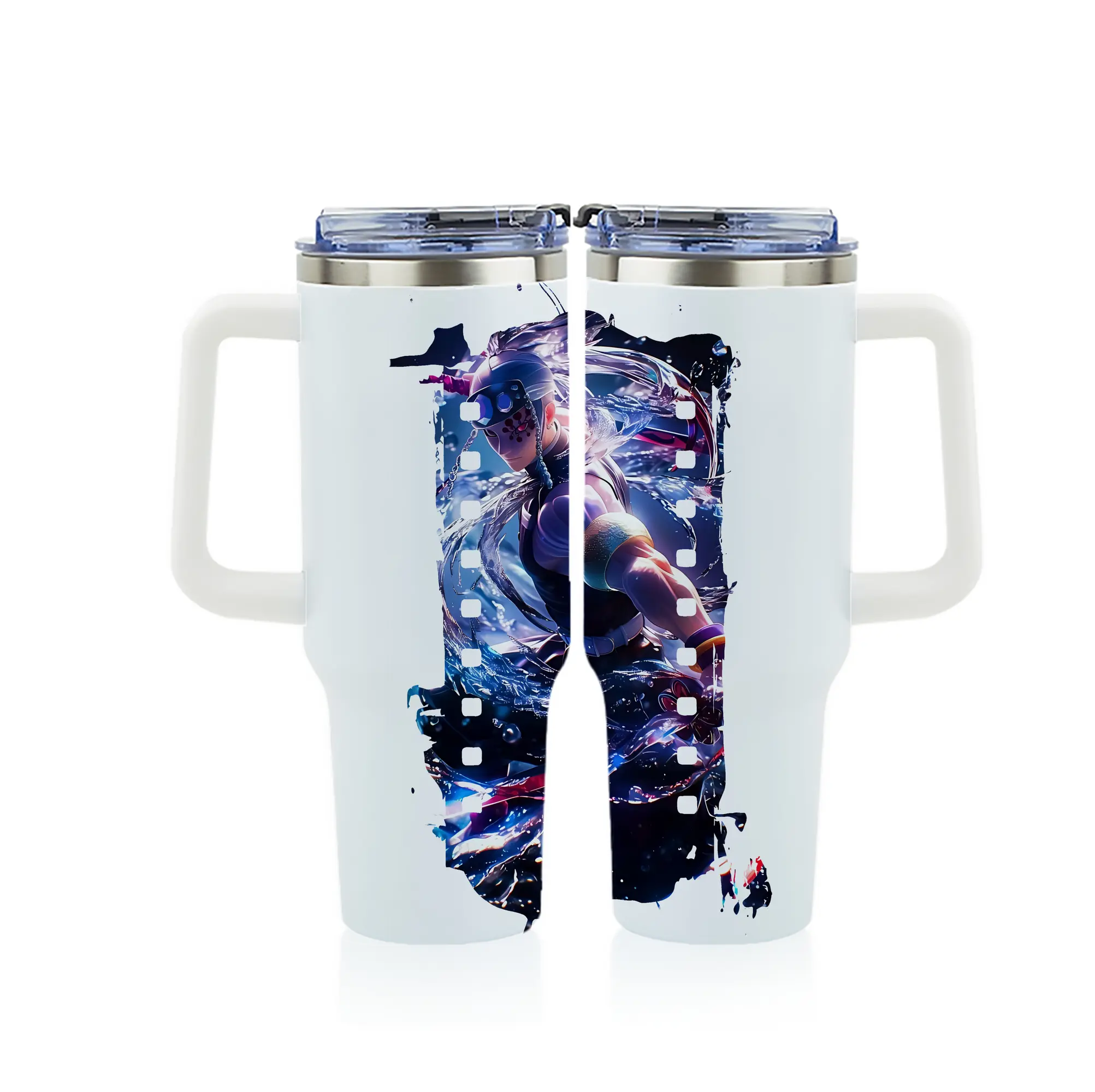 鬼滅の刃 グッズ,宇髄 天元 - 1200mL フルプリント車用タンブラー ・ 304ステンレス 内側 ・ 201ステンレス 外側 ・ 保温 保冷 ・ 通勤 ドライブ アウトドア用