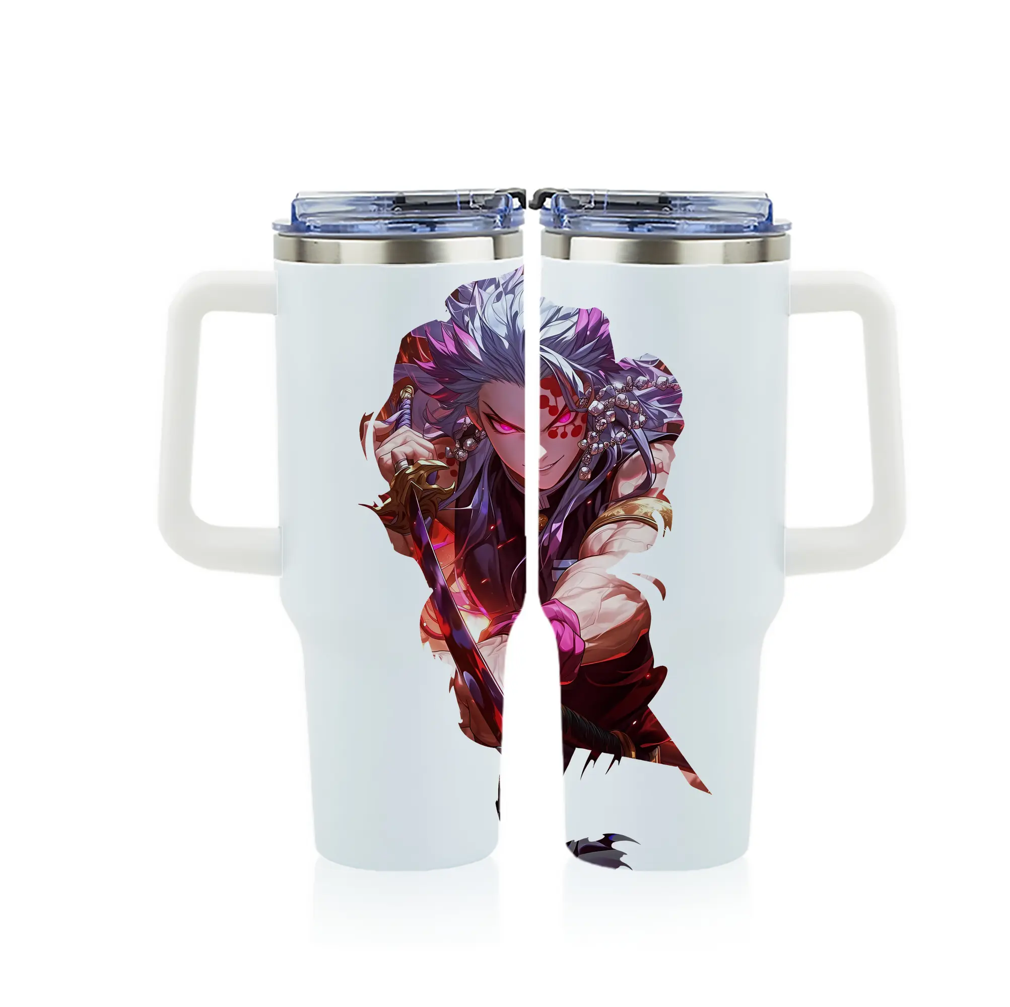 鬼滅の刃 グッズ,宇髄 天元 - 1200mL フルプリント車用タンブラー ・ 304ステンレス 内側 ・ 201ステンレス 外側 ・ 保温 保冷 ・ 通勤 ドライブ アウトドア用