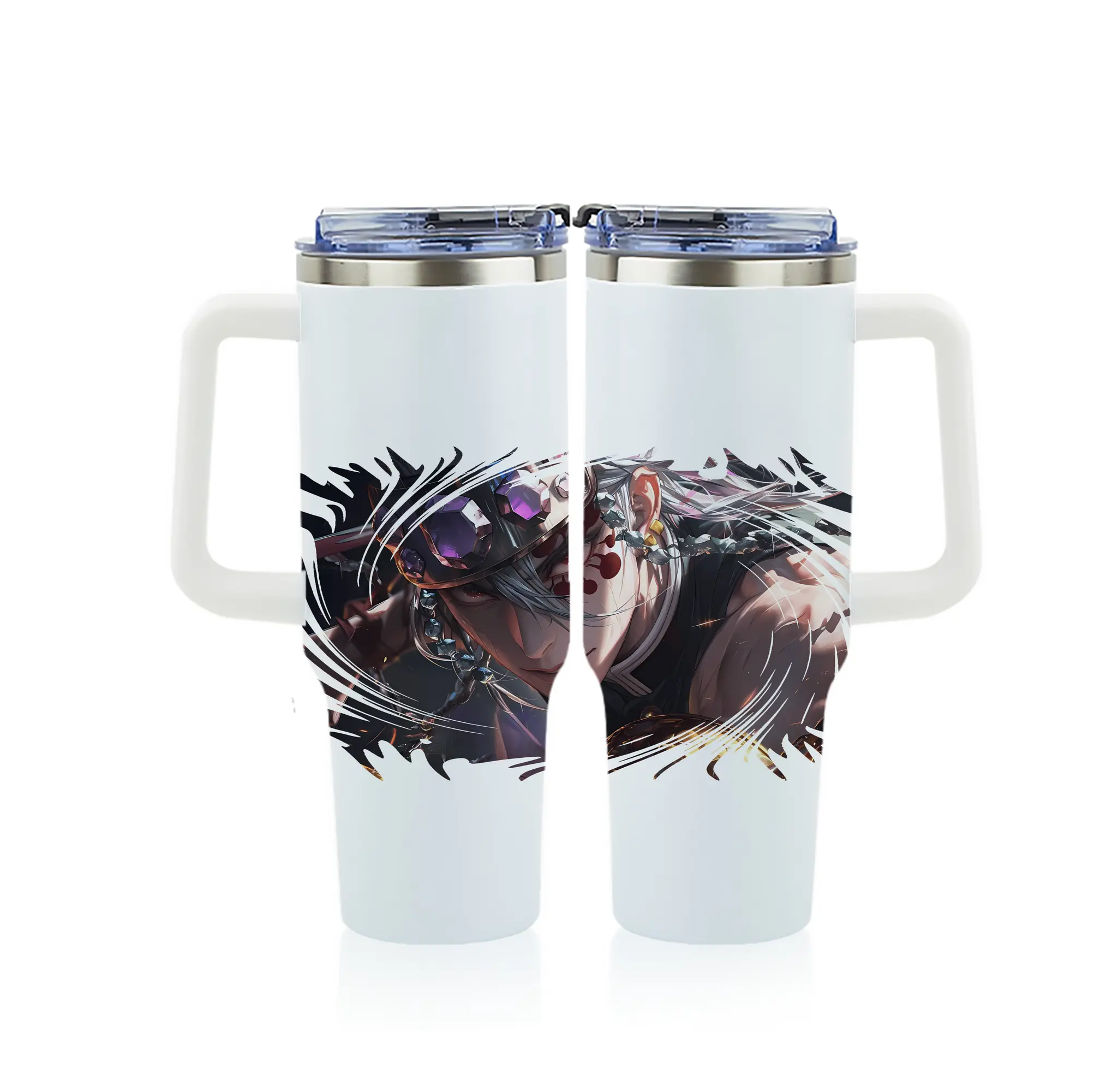 鬼滅の刃 グッズ,宇髄 天元 - 1200mL フルプリント車用タンブラー ・ 304ステンレス 内側 ・ 201ステンレス 外側 ・ 保温 保冷 ・ 通勤 ドライブ アウトドア用