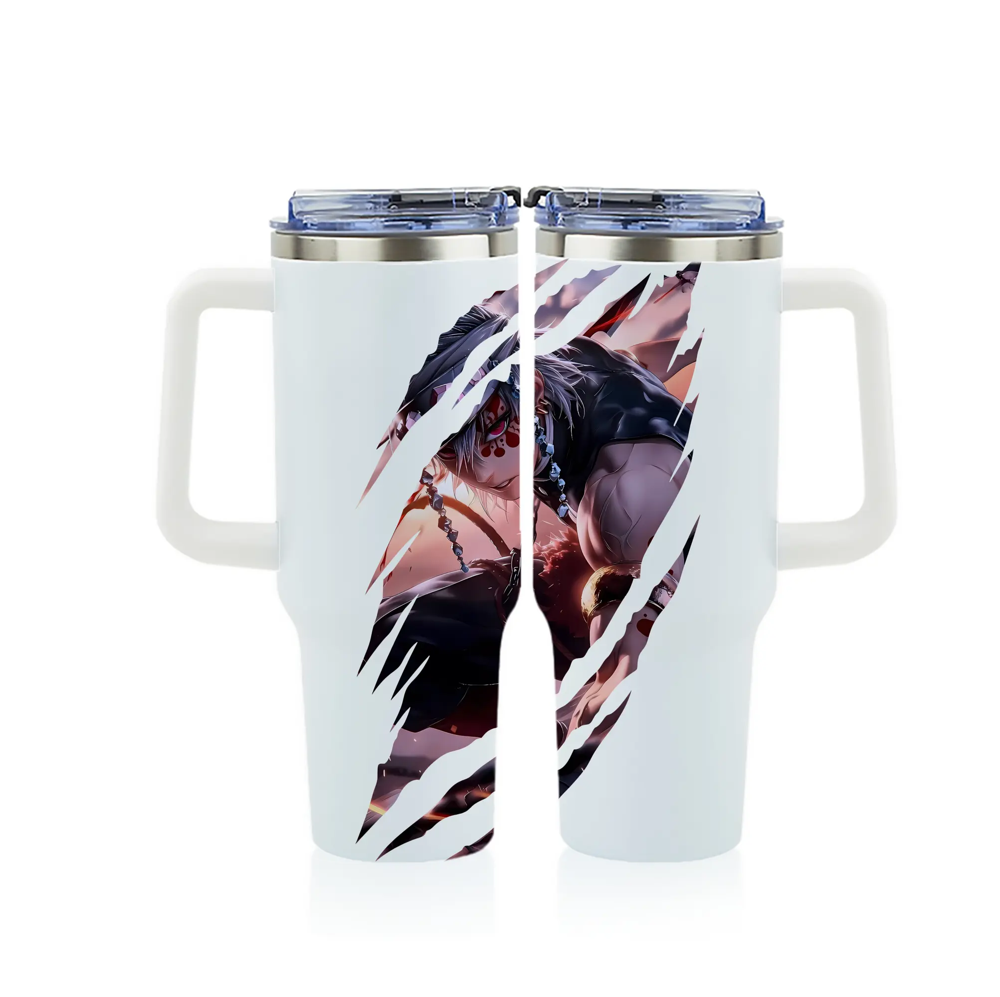 鬼滅の刃 グッズ,宇髄 天元 - 1200mL フルプリント車用タンブラー ・ 304ステンレス 内側 ・ 201ステンレス 外側 ・ 保温 保冷 ・ 通勤 ドライブ アウトドア用