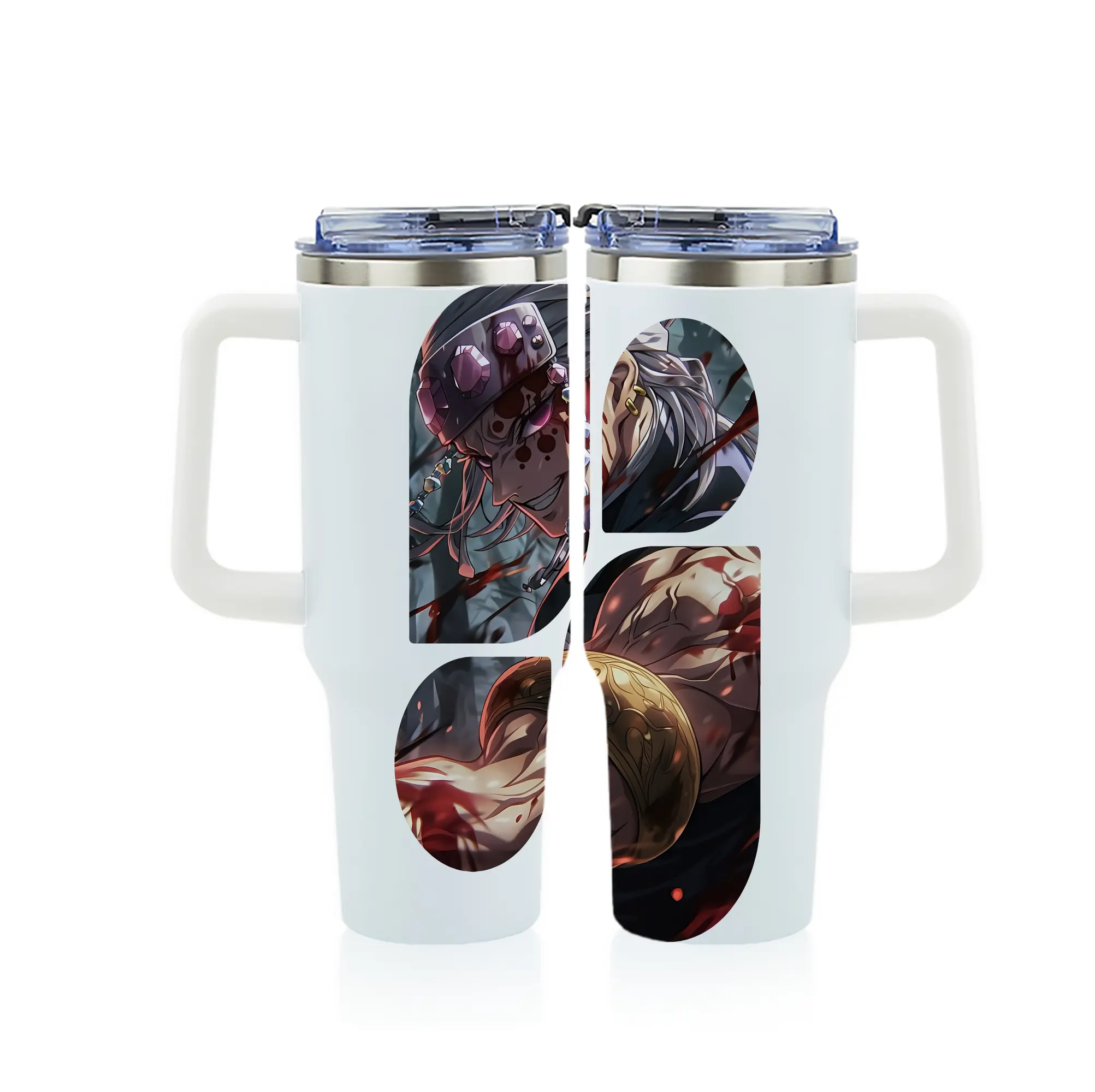 鬼滅の刃 グッズ,宇髄 天元 - 1200mL フルプリント車用タンブラー ・ 304ステンレス 内側 ・ 201ステンレス 外側 ・ 保温 保冷 ・ 通勤 ドライブ アウトドア用