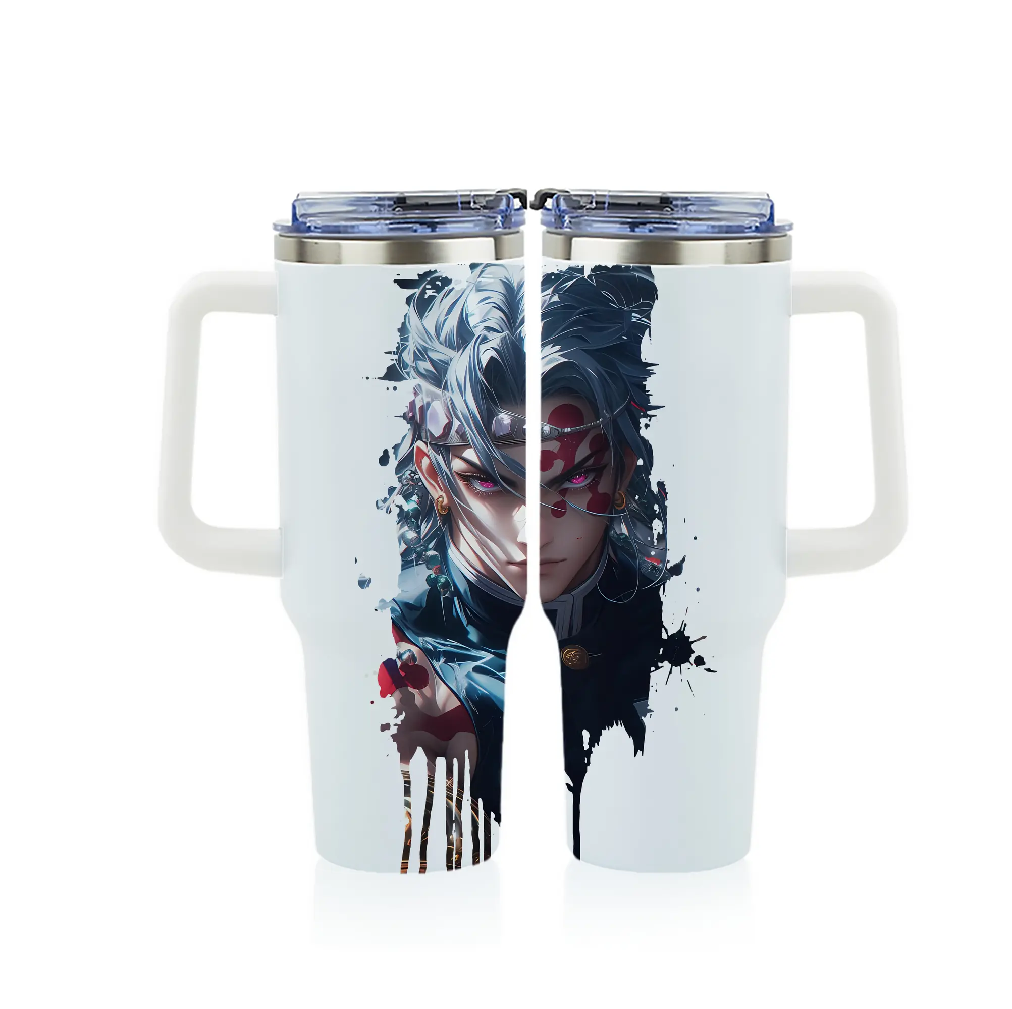 鬼滅の刃 グッズ,宇髄 天元 - 1200mL フルプリント車用タンブラー ・ 304ステンレス 内側 ・ 201ステンレス 外側 ・ 保温 保冷 ・ 通勤 ドライブ アウトドア用