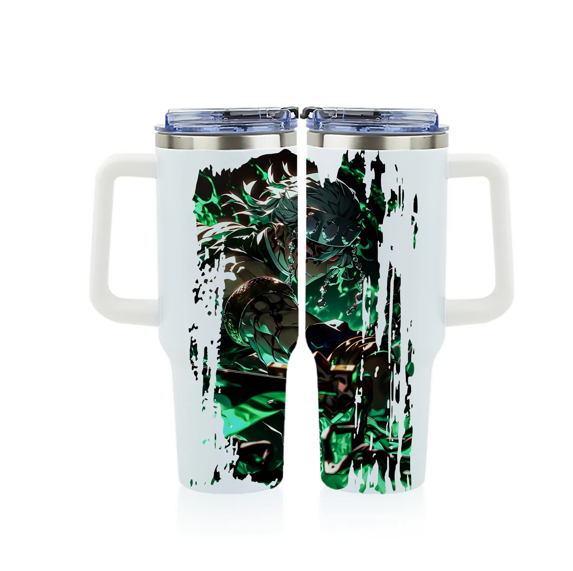 鬼滅の刃 グッズ,宇髄 天元 - 1200mL フルプリント車用タンブラー ・ 304ステンレス 内側 ・ 201ステンレス 外側 ・ 保温 保冷 ・ 通勤 ドライブ アウトドア用