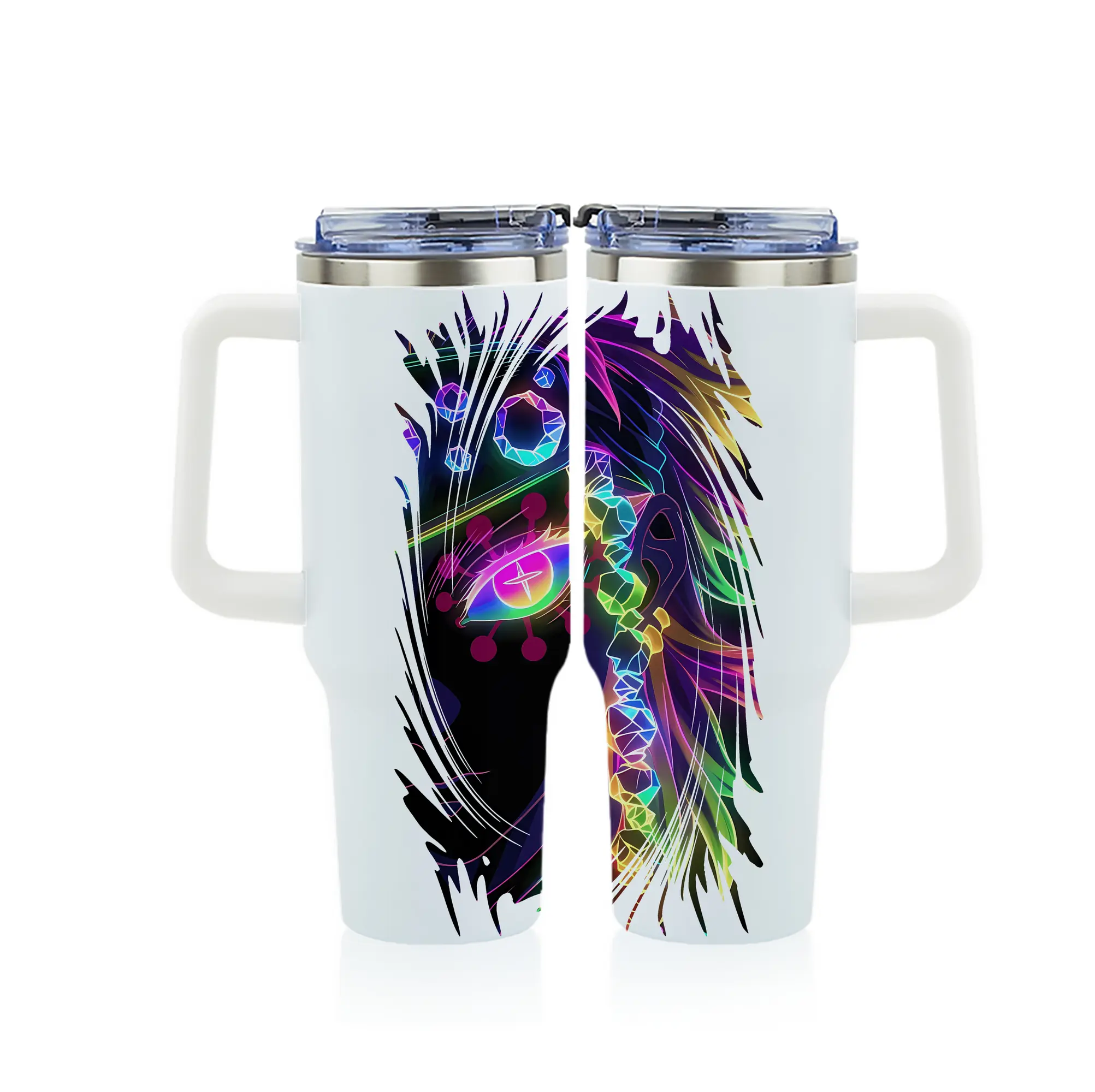 鬼滅の刃 グッズ,宇髄 天元 - 1200mL フルプリント車用タンブラー ・ 304ステンレス 内側 ・ 201ステンレス 外側 ・ 保温 保冷 ・ 通勤 ドライブ アウトドア用