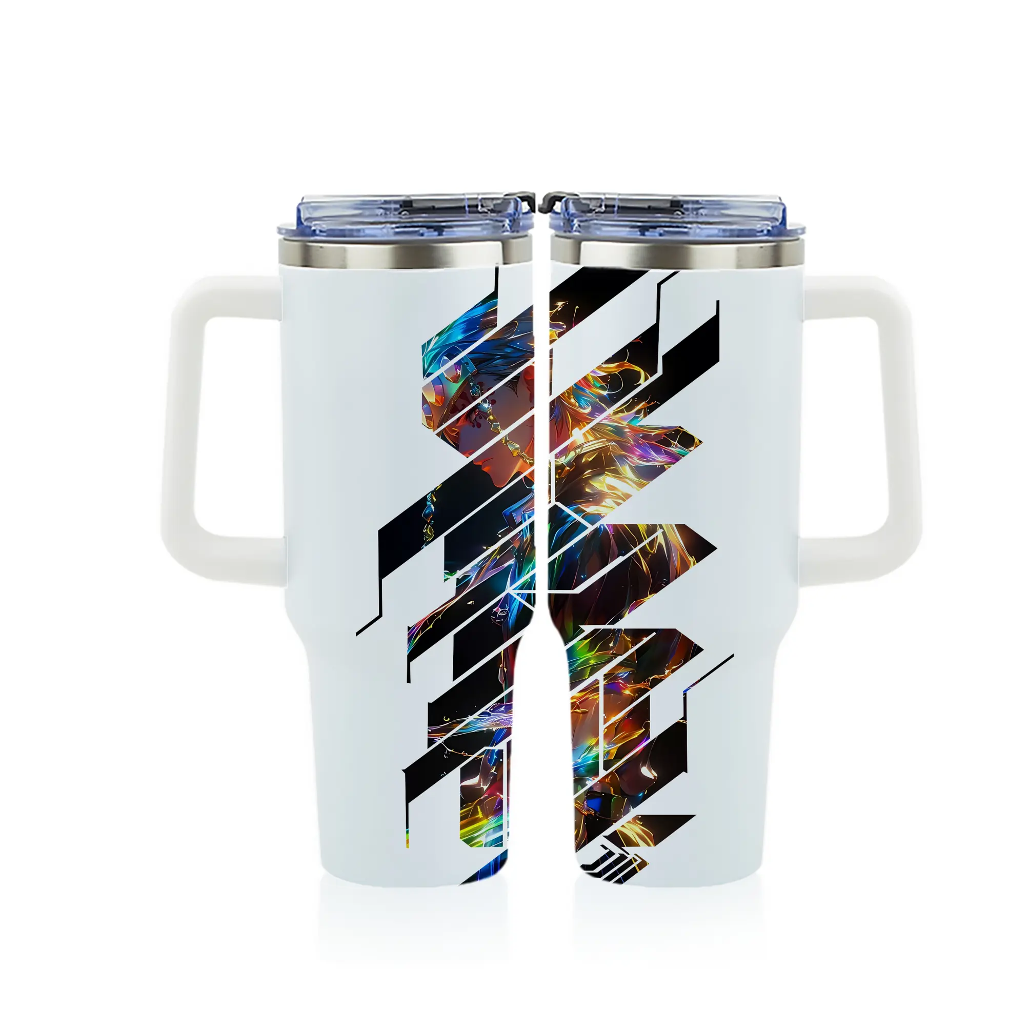 鬼滅の刃 グッズ,宇髄 天元 - 1200mL フルプリント車用タンブラー ・ 304ステンレス 内側 ・ 201ステンレス 外側 ・ 保温 保冷 ・ 通勤 ドライブ アウトドア用