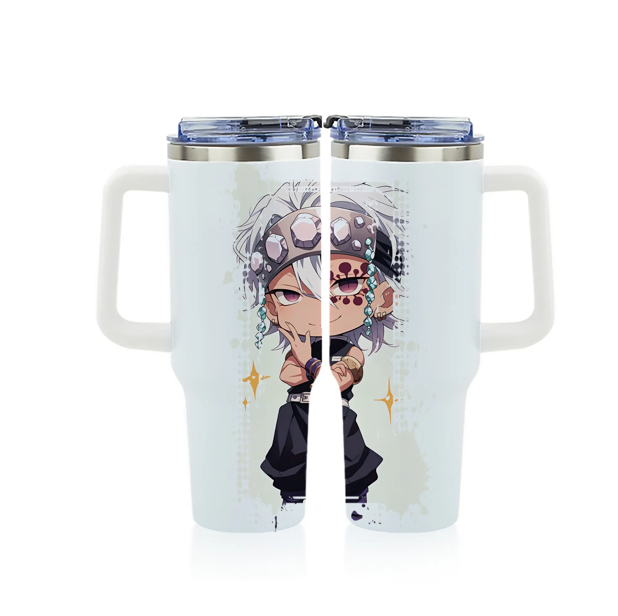 鬼滅の刃 グッズ,宇髄 天元 - 1200mL フルプリント車用タンブラー ・ 304ステンレス 内側 ・ 201ステンレス 外側 ・ 保温 保冷 ・ 通勤 ドライブ アウトドア用