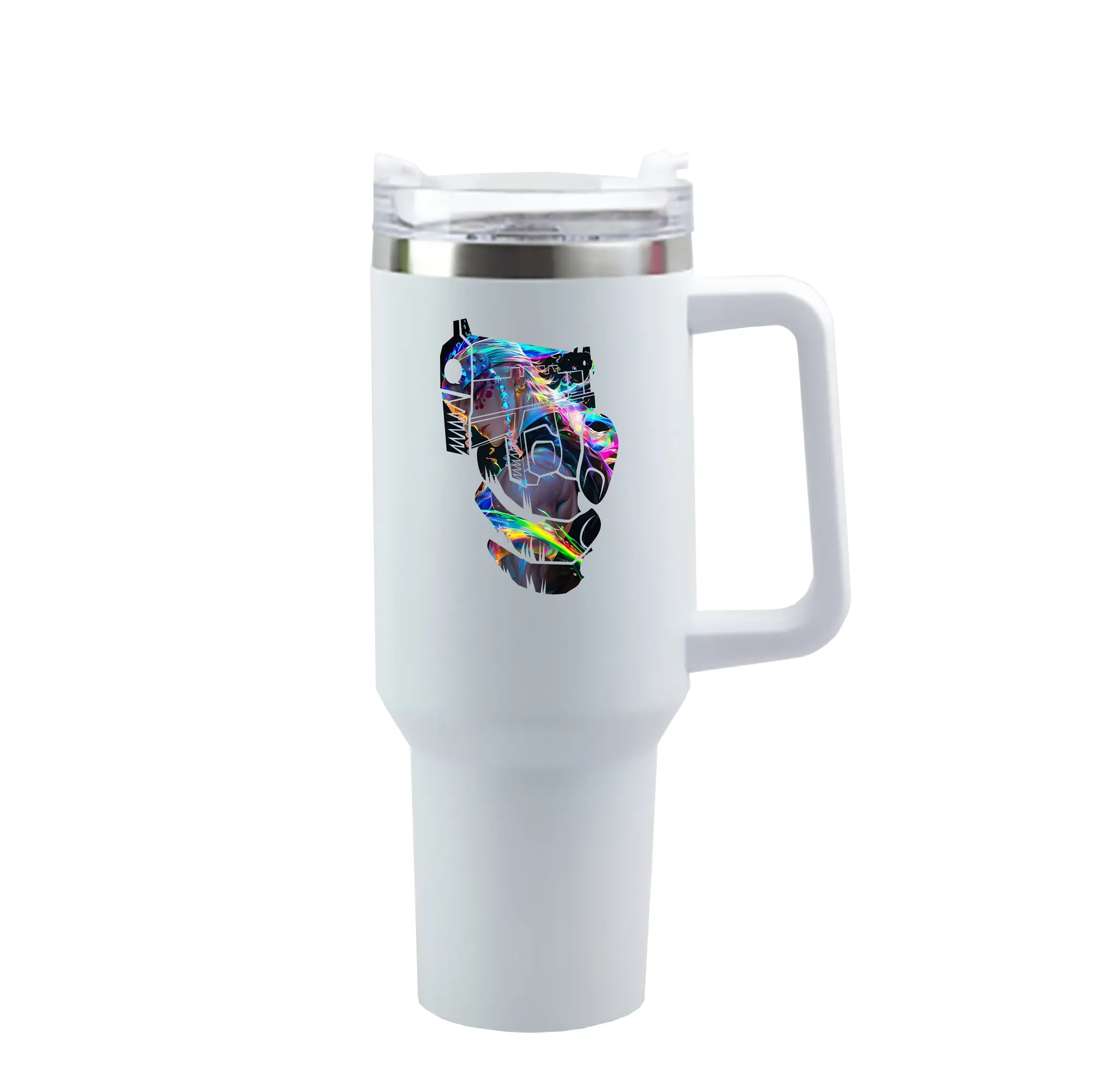 鬼滅の刃 グッズ,宇髄 天元 - 1200mL 車用タンブラー ・ クリスタルステッカー ・ 304ステンレス 内側 ・ 201ステンレス 外側 ・ 保温 保冷 ・ ハンドル＆ストロー付き ・ 通勤 ドライブ アウトドア用