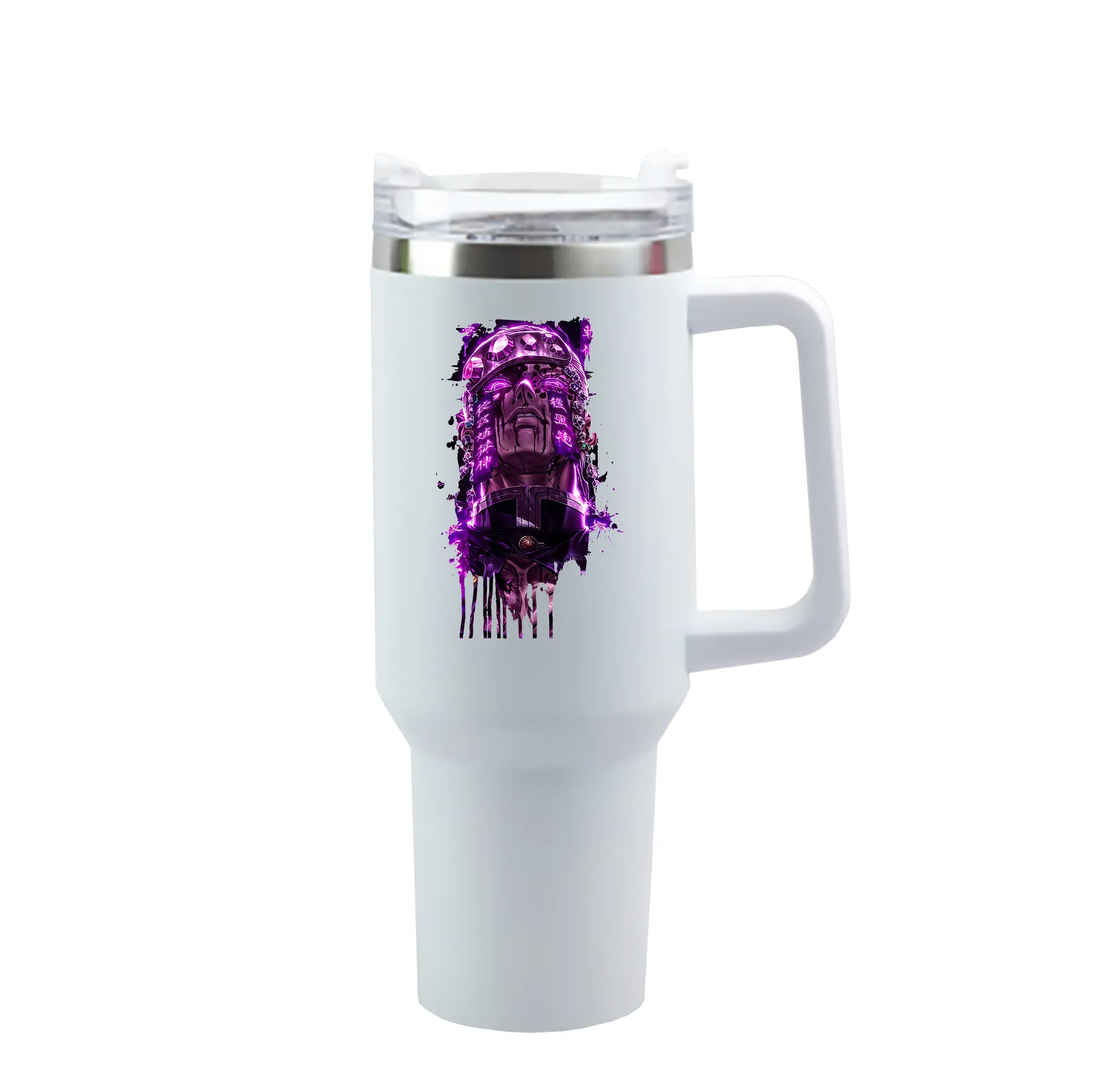 鬼滅の刃 グッズ,宇髄 天元 - 1200mL 車用タンブラー ・ クリスタルステッカー ・ 304ステンレス 内側 ・ 201ステンレス 外側 ・ 保温 保冷 ・ ハンドル＆ストロー付き ・ 通勤 ドライブ アウトドア用