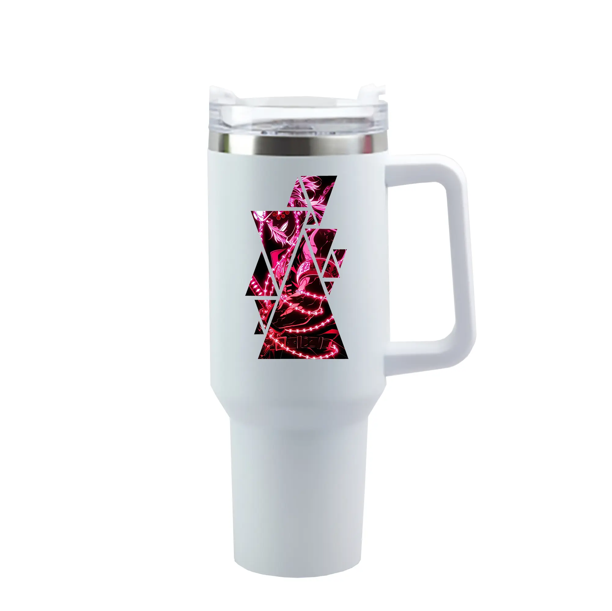 鬼滅の刃 グッズ,宇髄 天元 - 1200mL 車用タンブラー ・ クリスタルステッカー ・ 304ステンレス 内側 ・ 201ステンレス 外側 ・ 保温 保冷 ・ ハンドル＆ストロー付き ・ 通勤 ドライブ アウトドア用