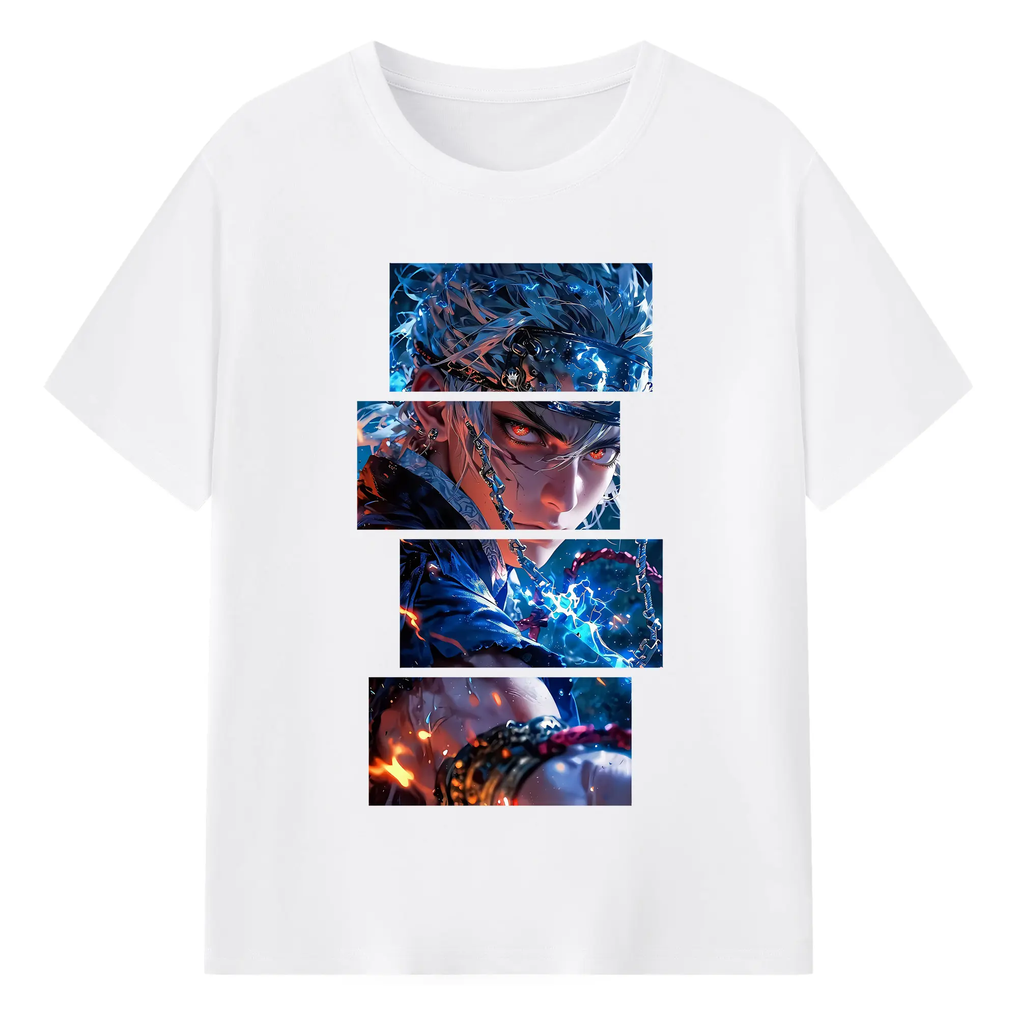 鬼滅の刃 グッズ,宇髄 天元 - 綿100％ 半袖Tシャツ ・ フロントプリント ・ 快適 通気性 ・ 日常使い 散歩 スポーツ用