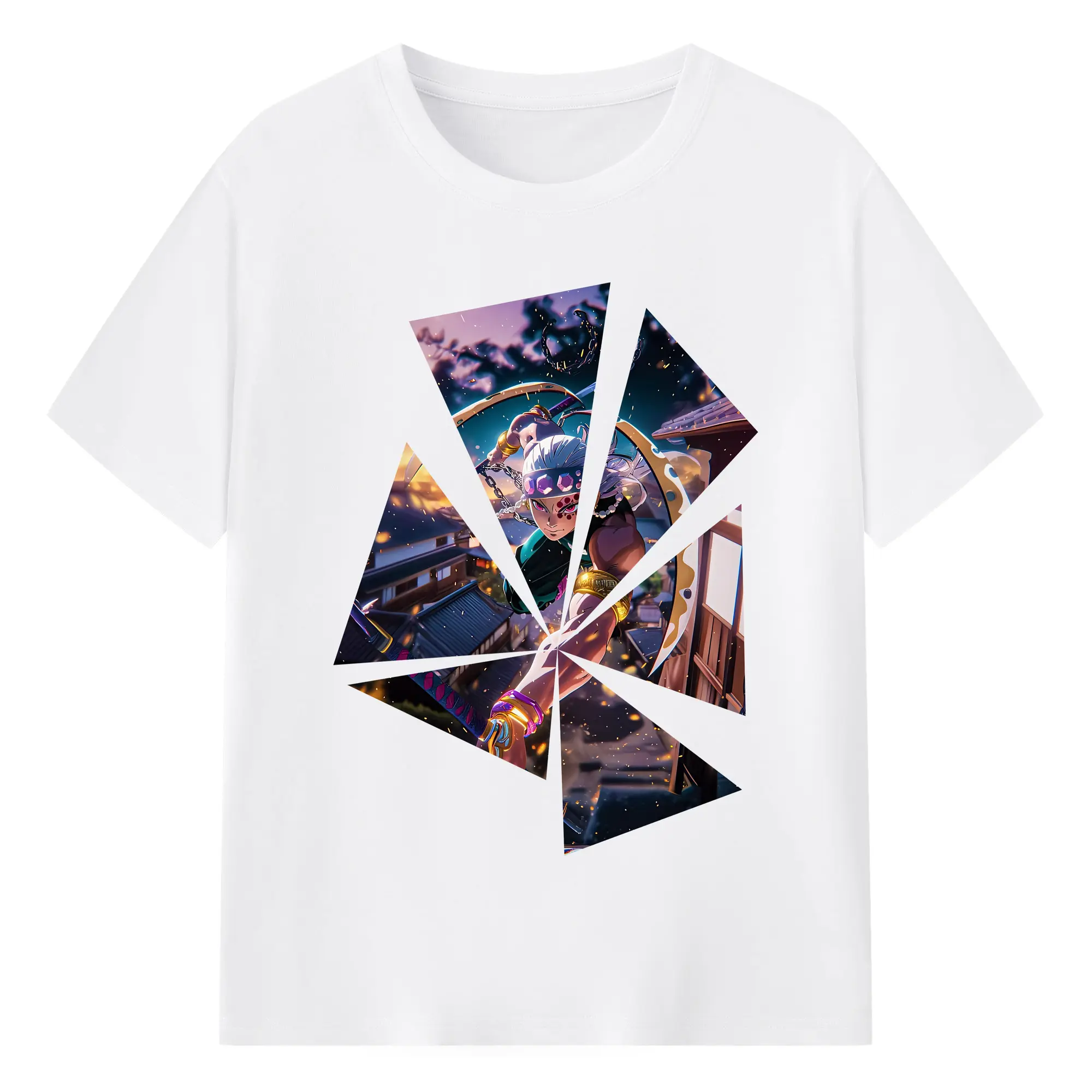 鬼滅の刃 グッズ,宇髄 天元 - 綿100％ 半袖Tシャツ ・ フロントプリント ・ 快適 通気性 ・ 日常使い 散歩 スポーツ用