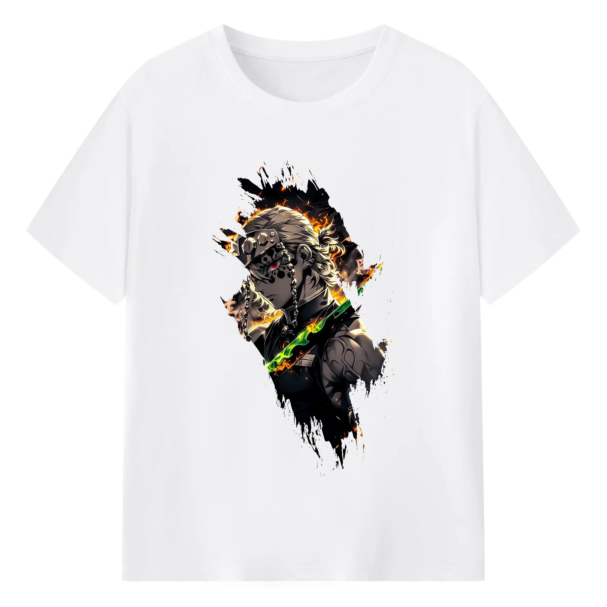 鬼滅の刃 グッズ,宇髄 天元 - 綿100％ 半袖Tシャツ ・ フロントプリント ・ 快適 通気性 ・ 日常使い 散歩 スポーツ用