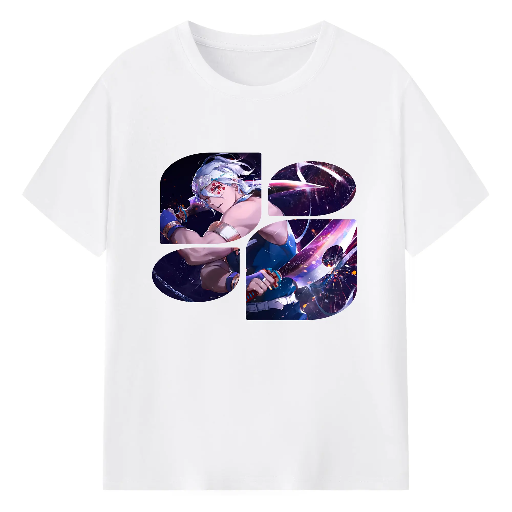 鬼滅の刃 グッズ,宇髄 天元 - 綿100％ 半袖Tシャツ ・ フロントプリント ・ 快適 通気性 ・ 日常使い 散歩 スポーツ用