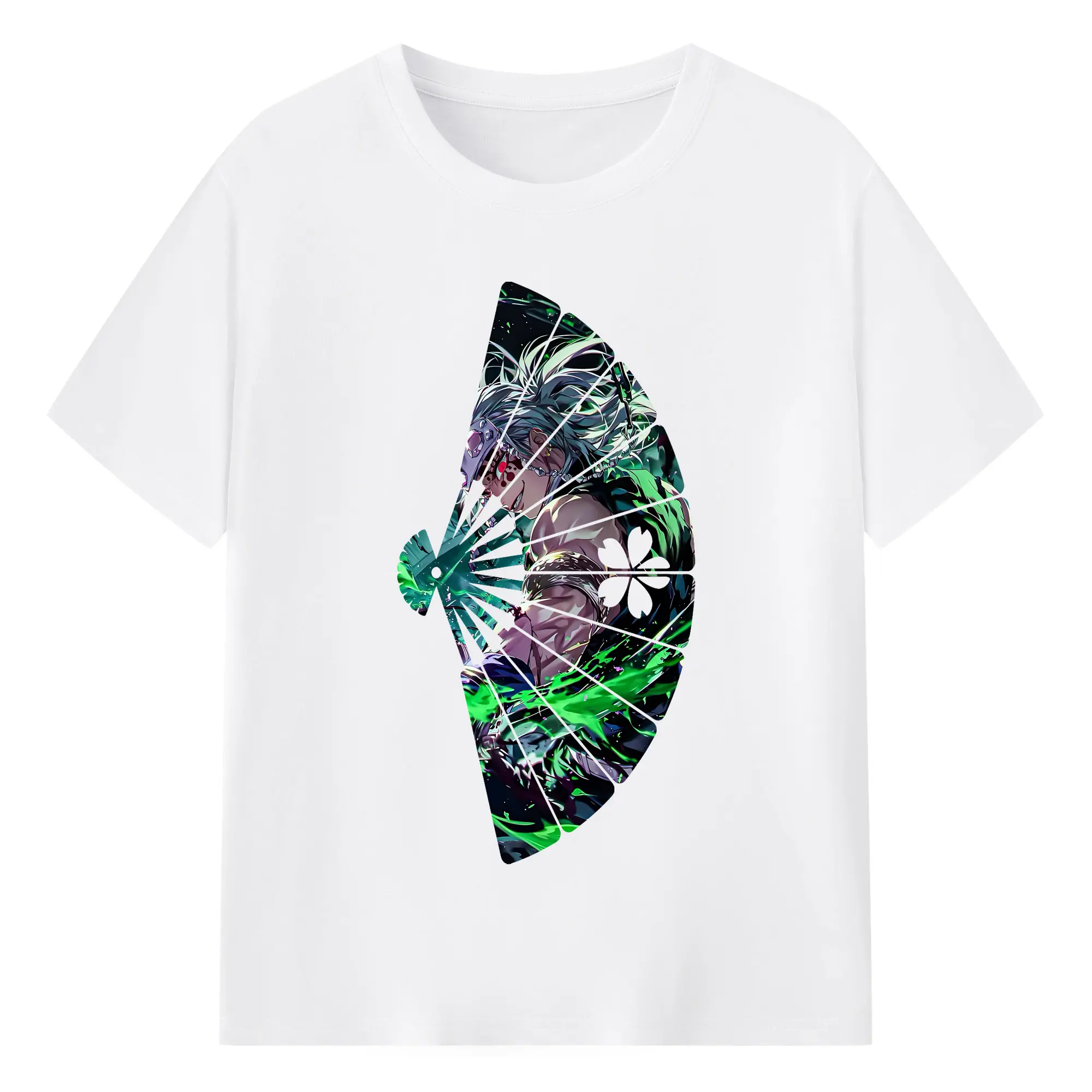 鬼滅の刃 グッズ,宇髄 天元 - 綿100％ 半袖Tシャツ ・ フロントプリント ・ 快適 通気性 ・ 日常使い 散歩 スポーツ用