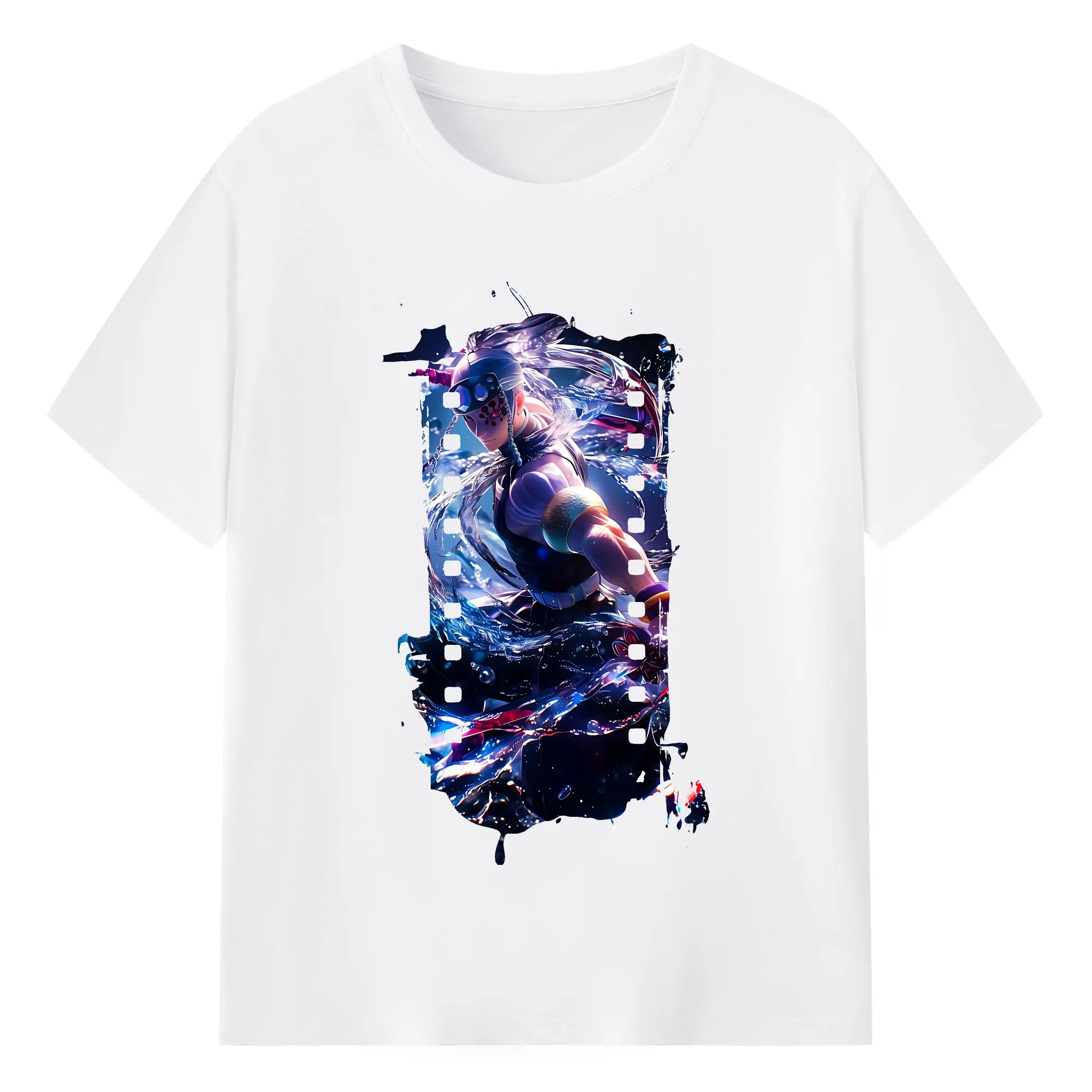 鬼滅の刃 グッズ,宇髄 天元 - 綿100％ 半袖Tシャツ ・ フロントプリント ・ 快適 通気性 ・ 日常使い 散歩 スポーツ用