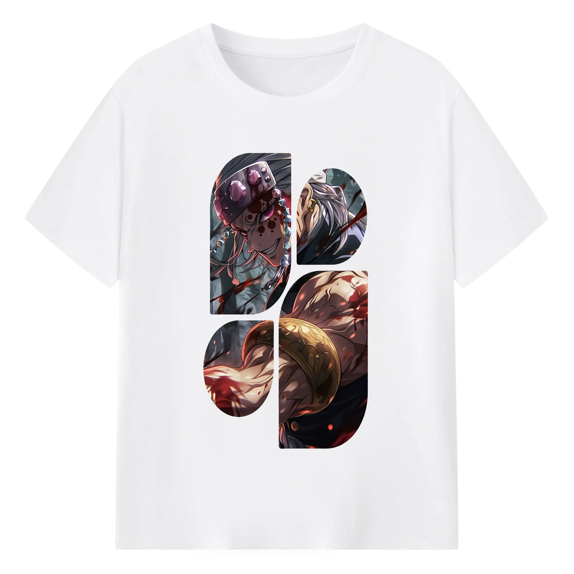 鬼滅の刃 グッズ,宇髄 天元 - 綿100％ 半袖Tシャツ ・ フロントプリント ・ 快適 通気性 ・ 日常使い 散歩 スポーツ用