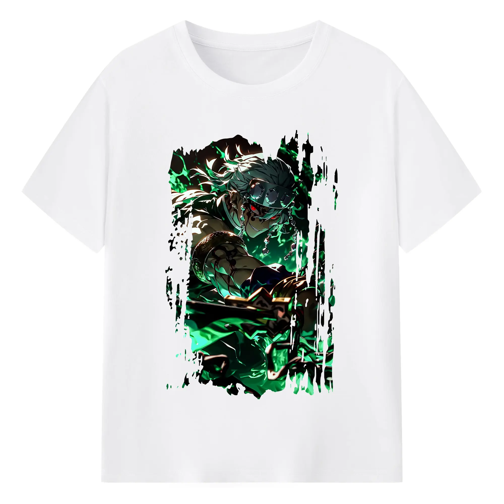 鬼滅の刃 グッズ,宇髄 天元 - 綿100％ 半袖Tシャツ ・ フロントプリント ・ 快適 通気性 ・ 日常使い 散歩 スポーツ用