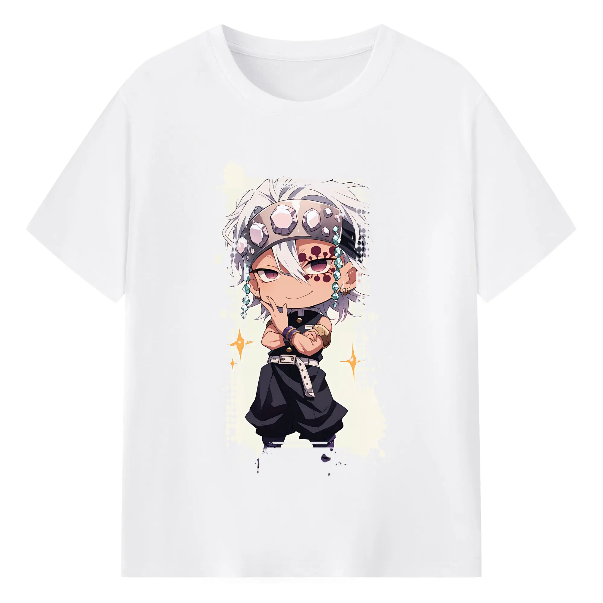 鬼滅の刃 グッズ,宇髄 天元 - 綿100％ 半袖Tシャツ ・ フロントプリント ・ 快適 通気性 ・ 日常使い 散歩 スポーツ用