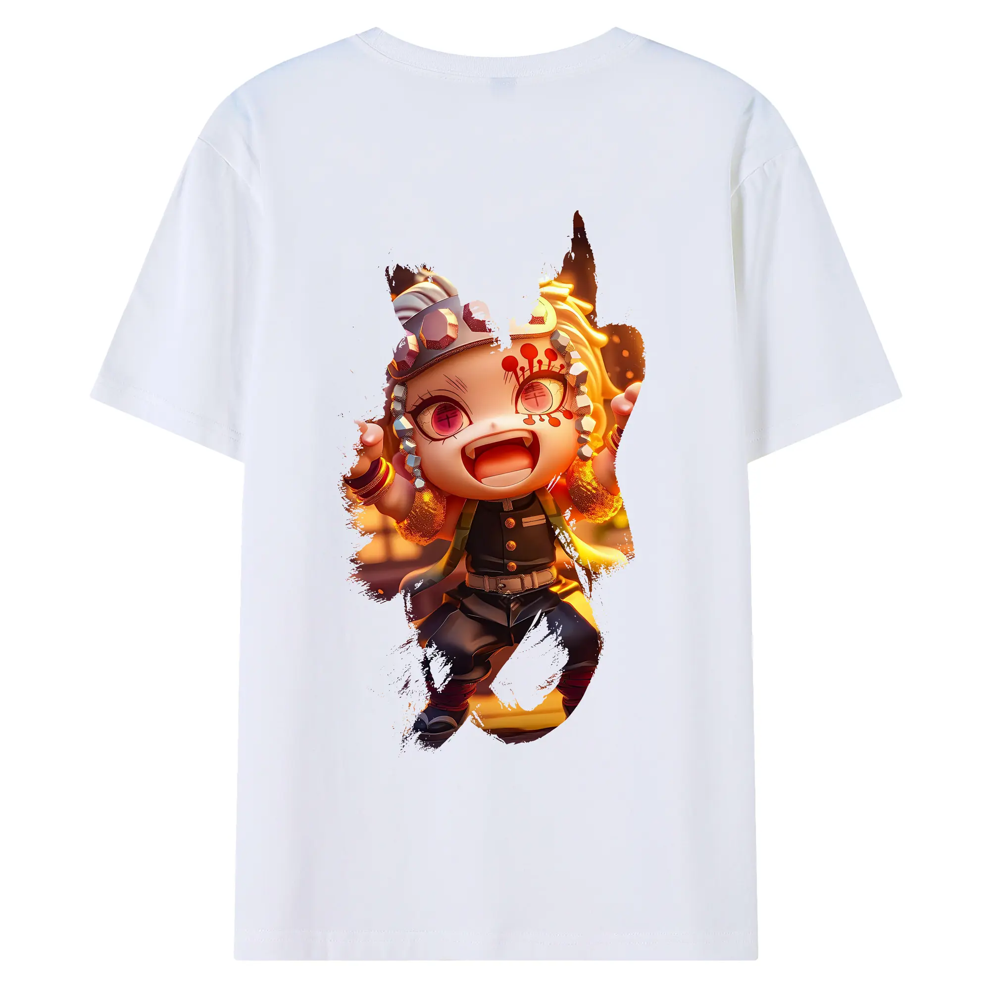 鬼滅の刃 グッズ,宇髄 天元 - 綿100％ 半袖Tシャツ ・ バックプリント ・ 快適 通気性 ・ 日常使い 散歩 スポーツ用