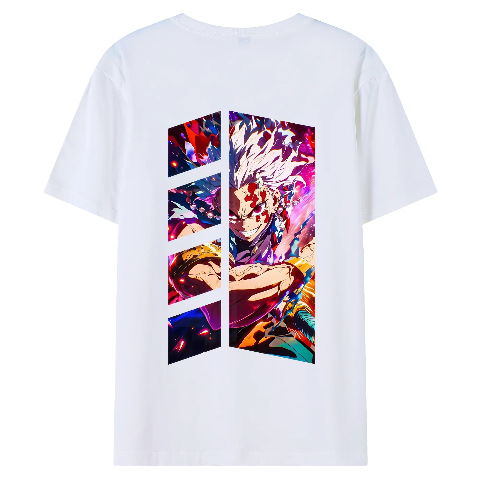 鬼滅の刃 グッズ,宇髄 天元 - 綿100％ 半袖Tシャツ ・ バックプリント ・ 快適 通気性 ・ 日常使い 散歩 スポーツ用