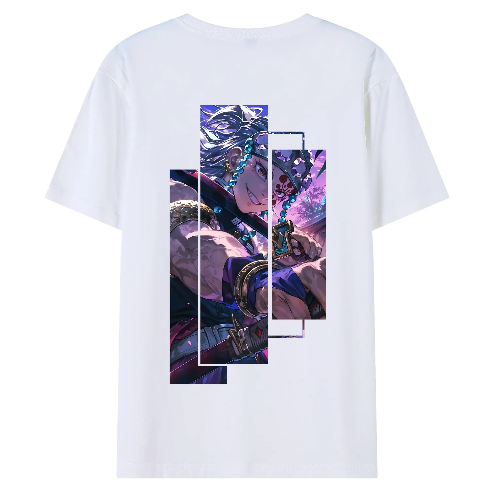 鬼滅の刃 グッズ,宇髄 天元 - 綿100％ 半袖Tシャツ ・ バックプリント ・ 快適 通気性 ・ 日常使い 散歩 スポーツ用