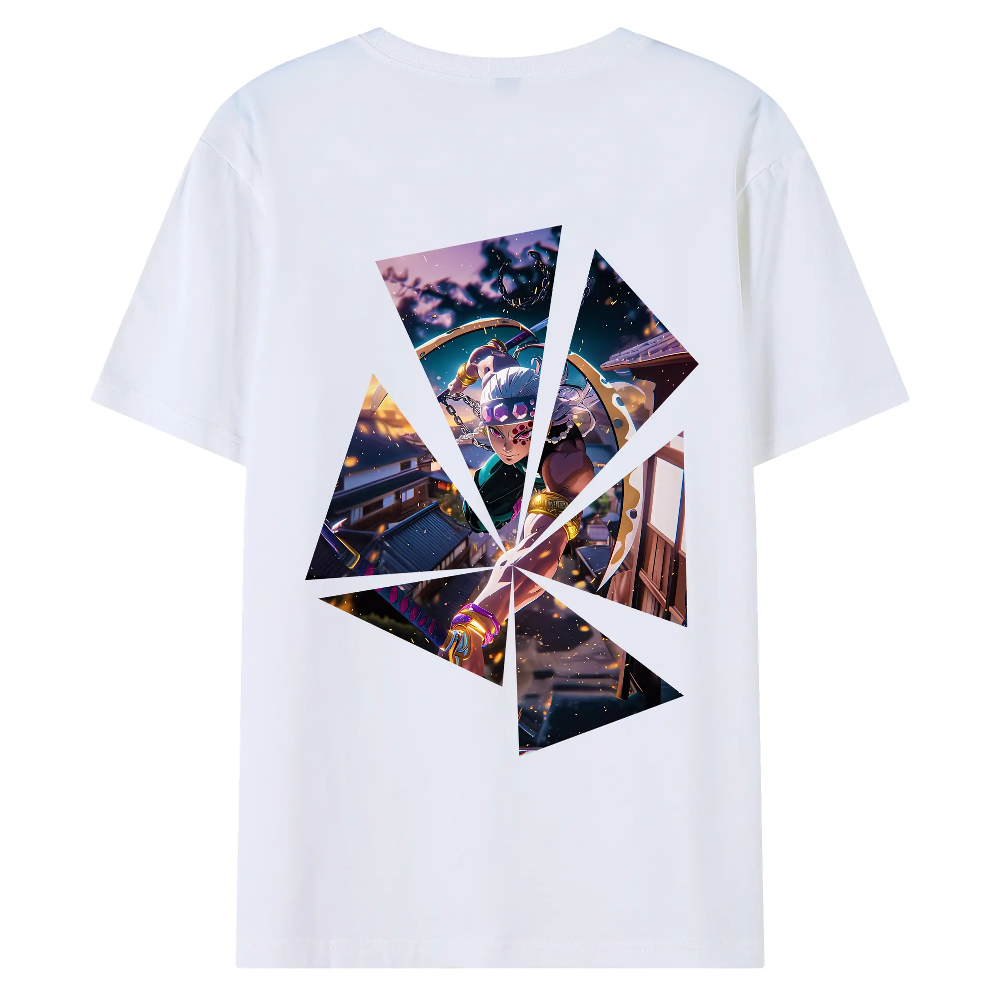 鬼滅の刃 グッズ,宇髄 天元 - 綿100％ 半袖Tシャツ ・ バックプリント ・ 快適 通気性 ・ 日常使い 散歩 スポーツ用