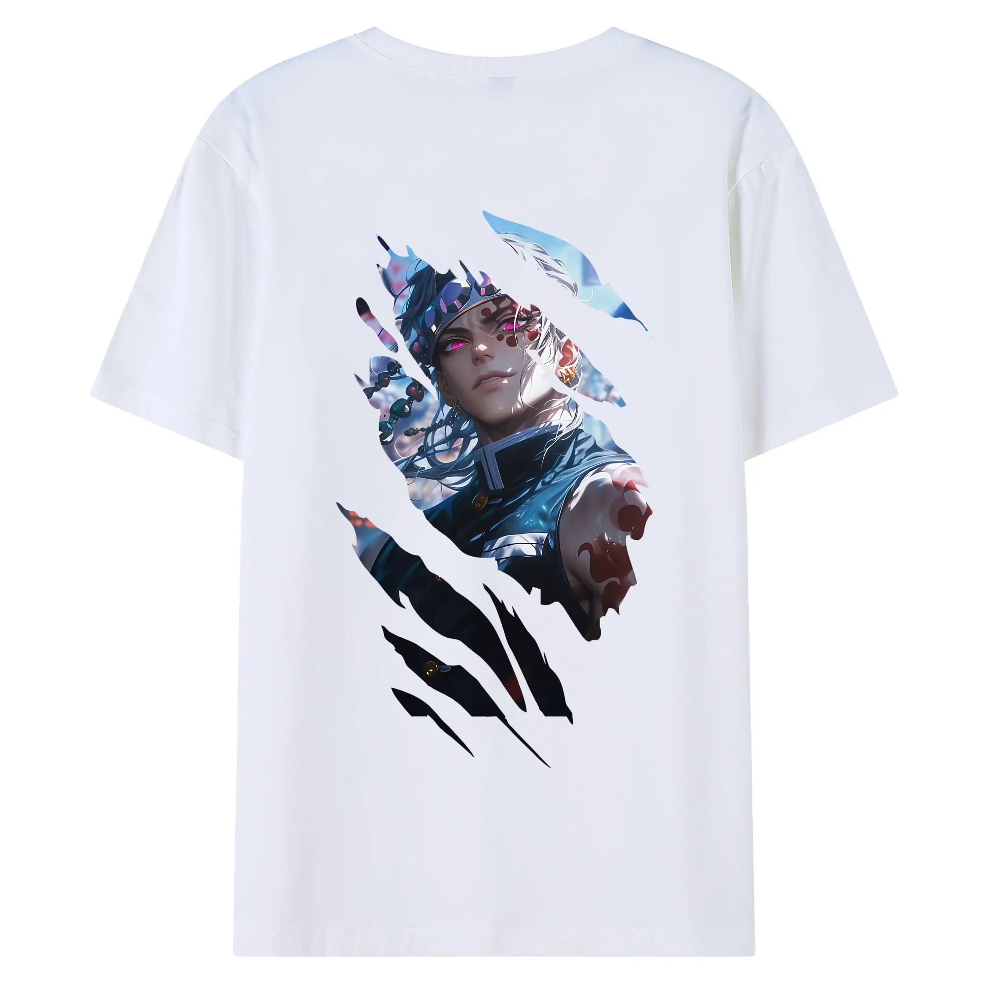 鬼滅の刃 グッズ,宇髄 天元 - 綿100％ 半袖Tシャツ ・ バックプリント ・ 快適 通気性 ・ 日常使い 散歩 スポーツ用