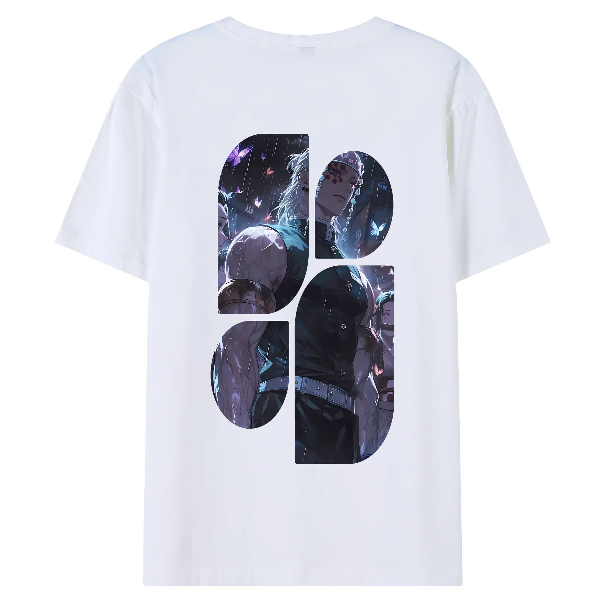 鬼滅の刃 グッズ,宇髄 天元 - 綿100％ 半袖Tシャツ ・ バックプリント ・ 快適 通気性 ・ 日常使い 散歩 スポーツ用