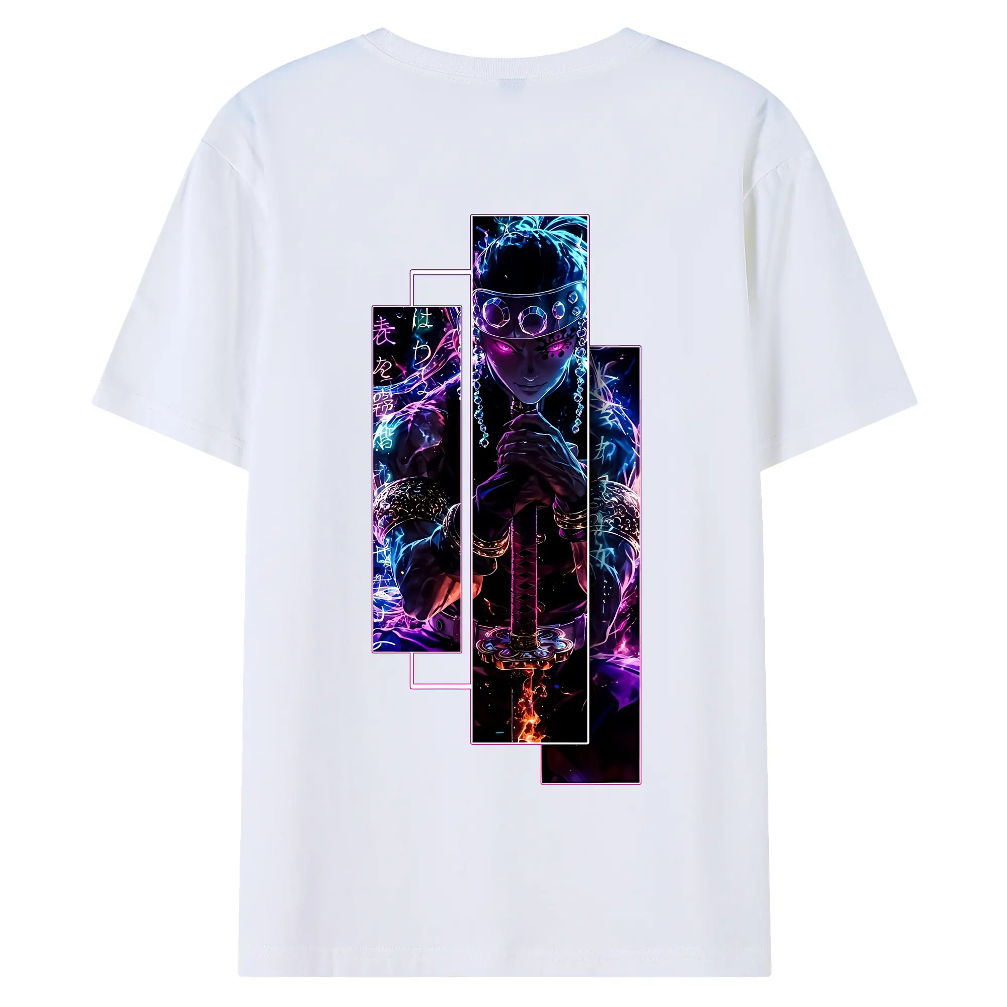 鬼滅の刃 グッズ,宇髄 天元 - 綿100％ 半袖Tシャツ ・ バックプリント ・ 快適 通気性 ・ 日常使い 散歩 スポーツ用