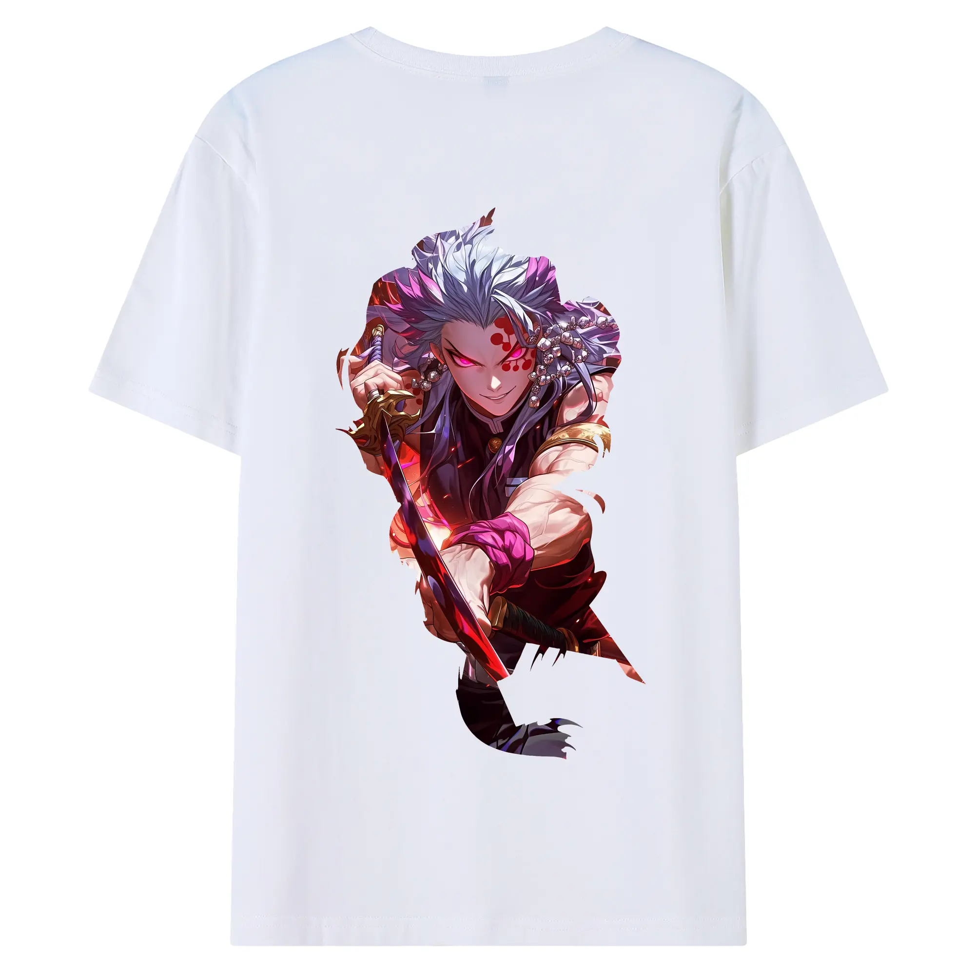 鬼滅の刃 グッズ,宇髄 天元 - 綿100％ 半袖Tシャツ ・ バックプリント ・ 快適 通気性 ・ 日常使い 散歩 スポーツ用