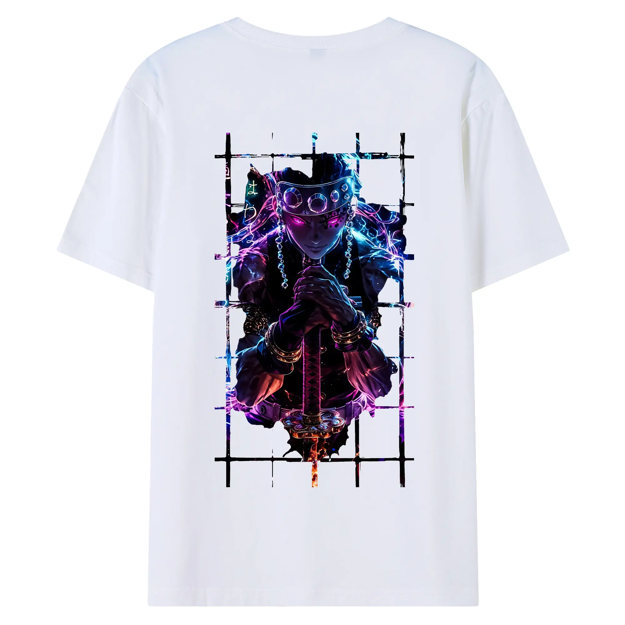 鬼滅の刃 グッズ,宇髄 天元 - 綿100％ 半袖Tシャツ ・ バックプリント ・ 快適 通気性 ・ 日常使い 散歩 スポーツ用