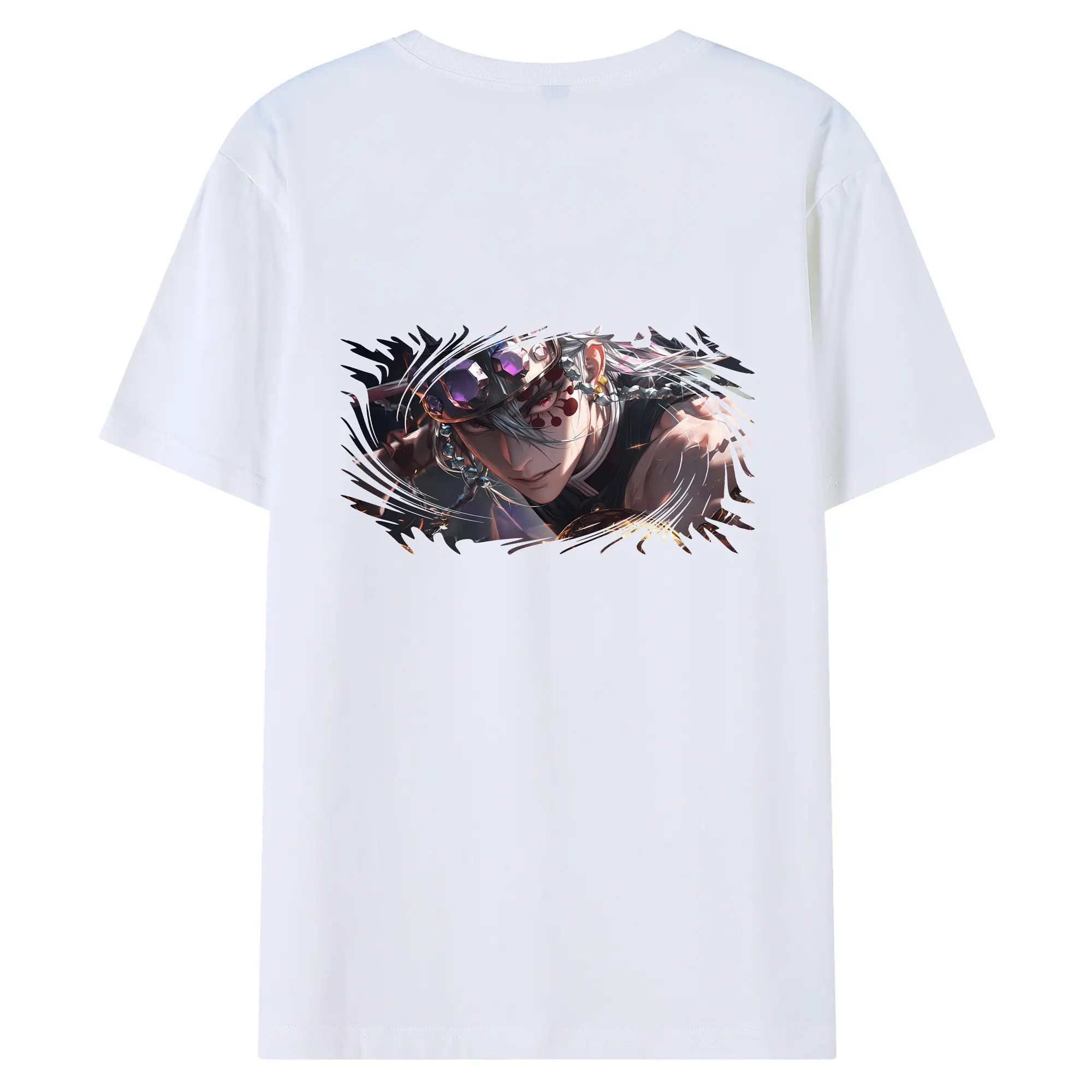 鬼滅の刃 グッズ,宇髄 天元 - 綿100％ 半袖Tシャツ ・ バックプリント ・ 快適 通気性 ・ 日常使い 散歩 スポーツ用